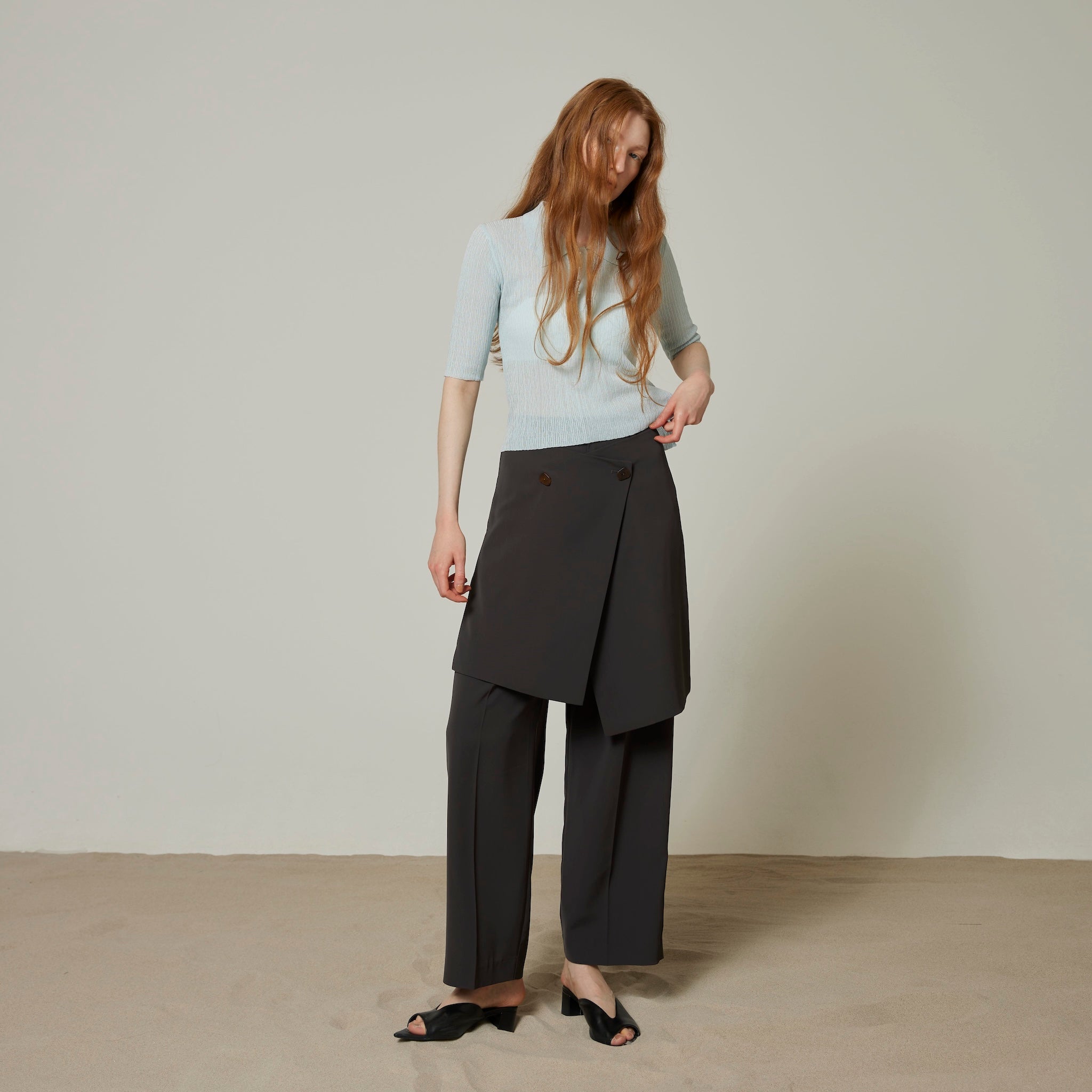 WrapスカートLayeredパンツ