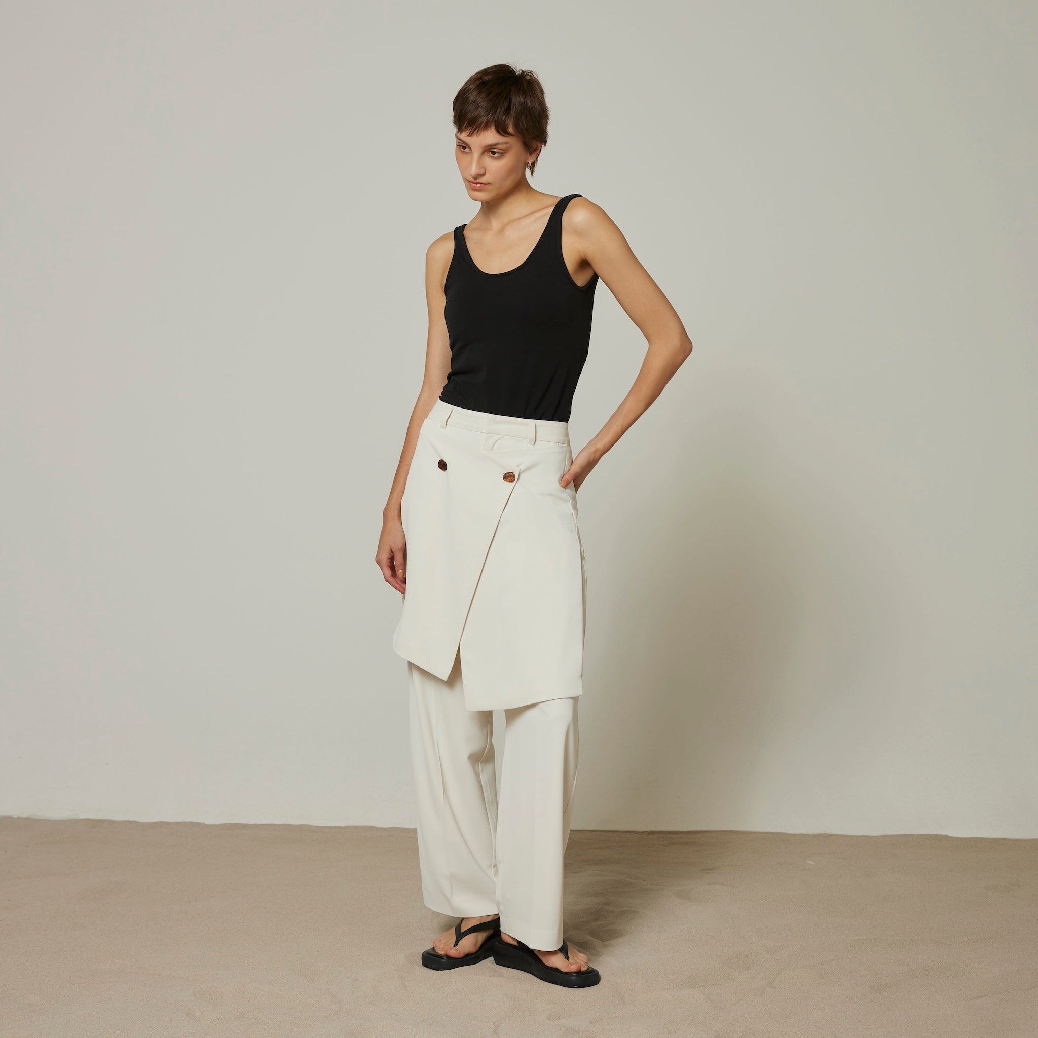 WrapスカートLayeredパンツ