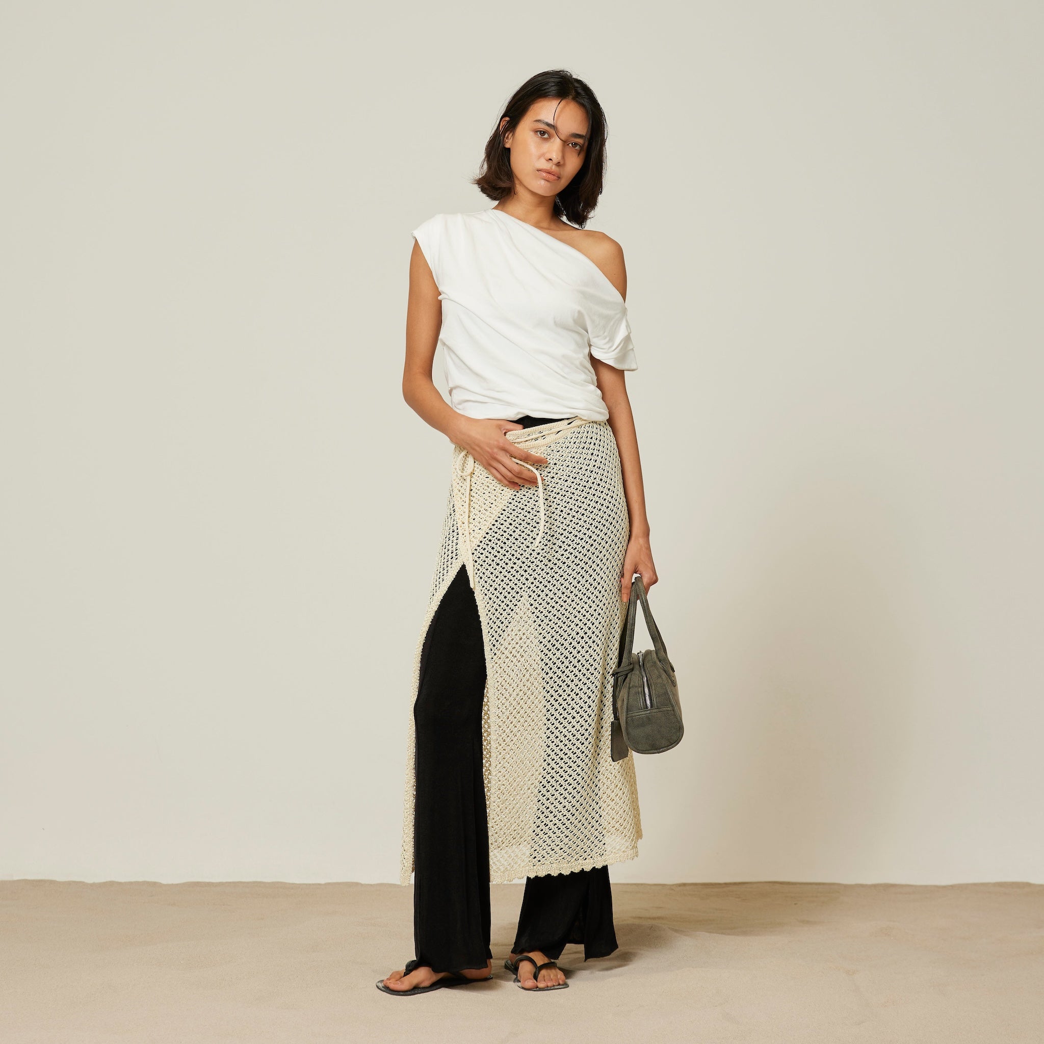 ストローヤーンMeshレイヤードスカート