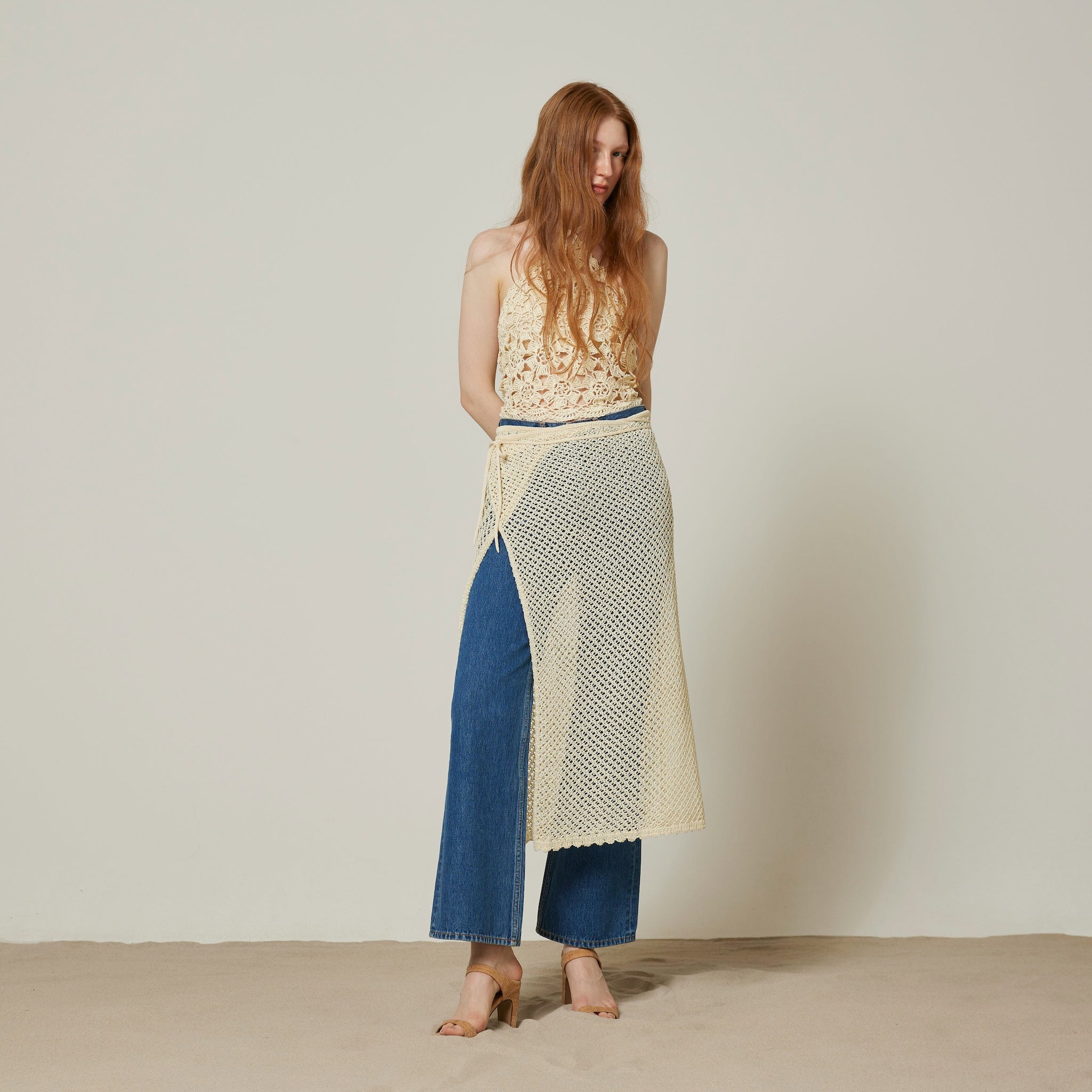 ストローヤーンMeshレイヤードスカート