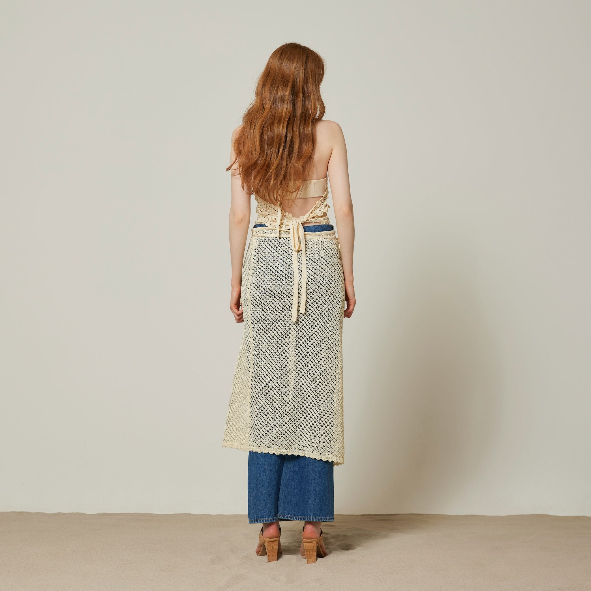 ストローヤーンMeshレイヤードスカート