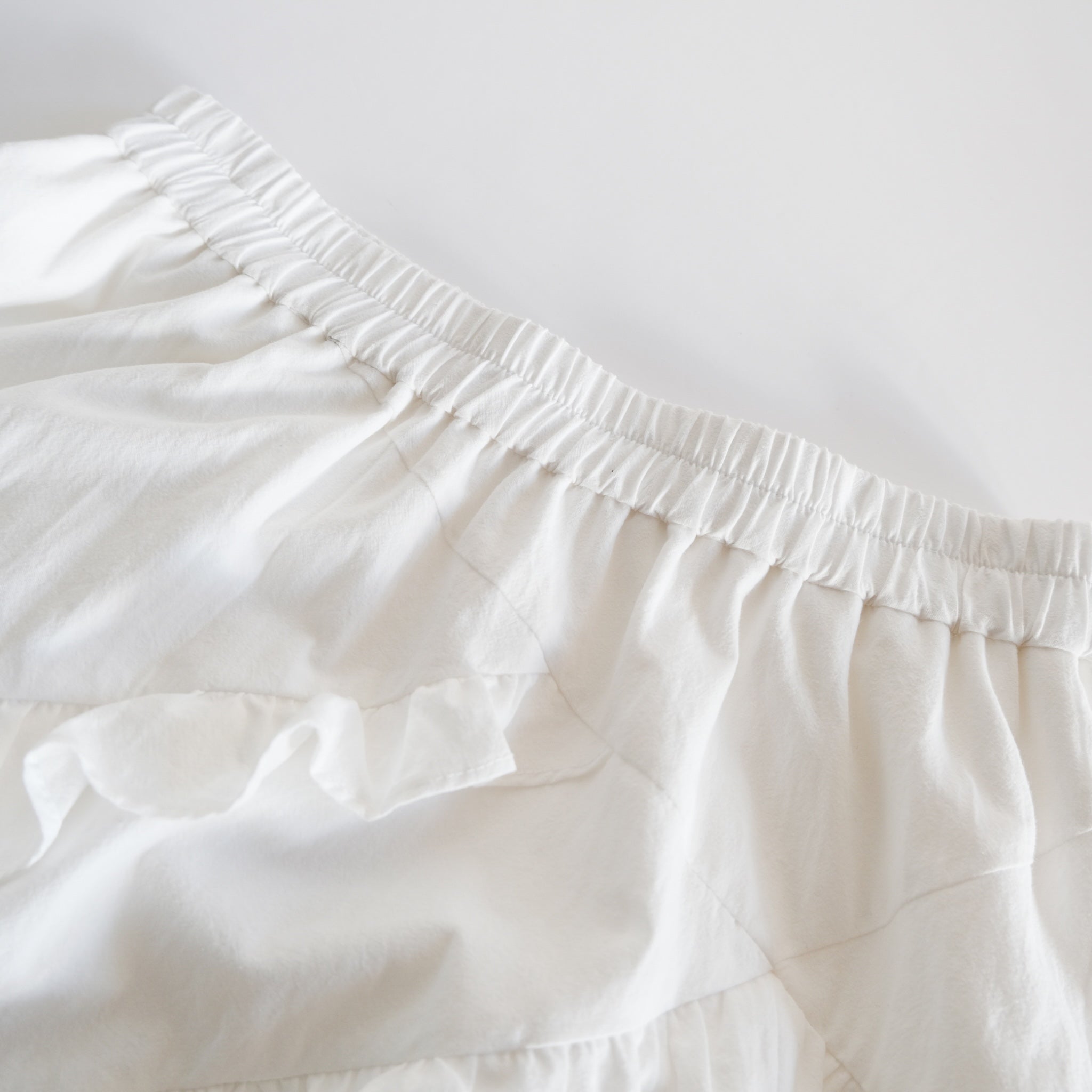 Cotton Wash Asymmetrical Ruffle Skirt