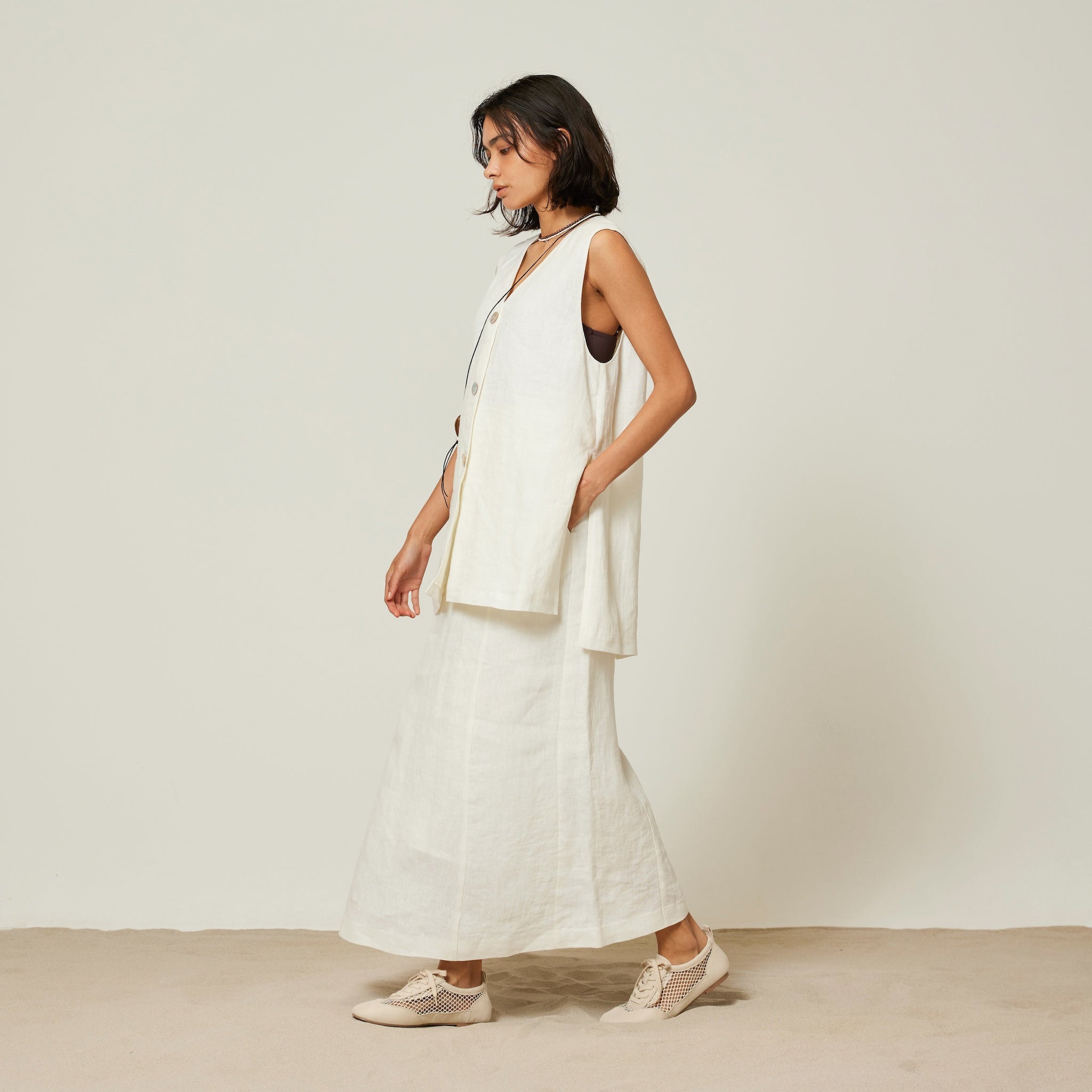 Sandyfeet x SRL LINENハイウエストスカート