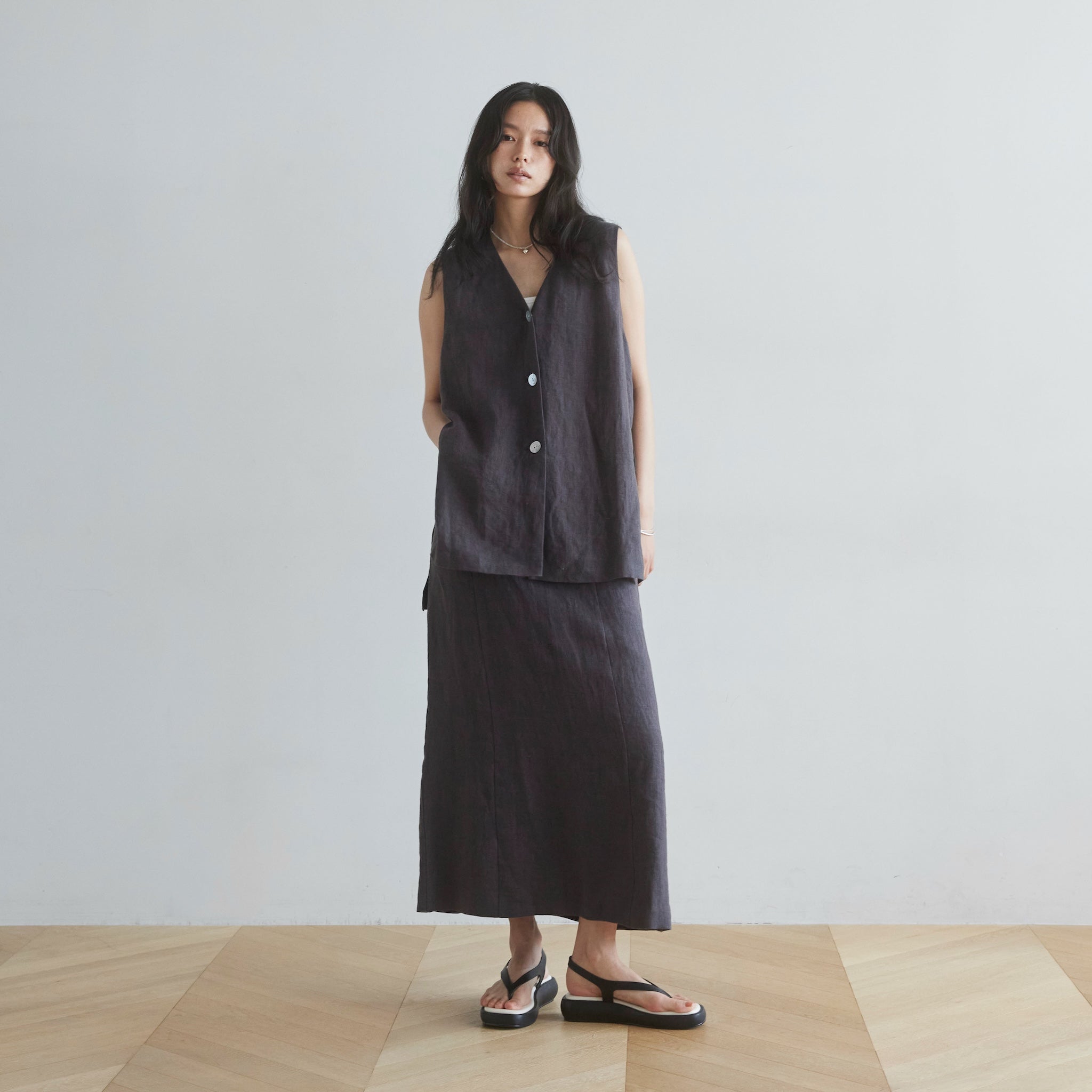 Sandyfeet x SRL LINENハイウエストスカート