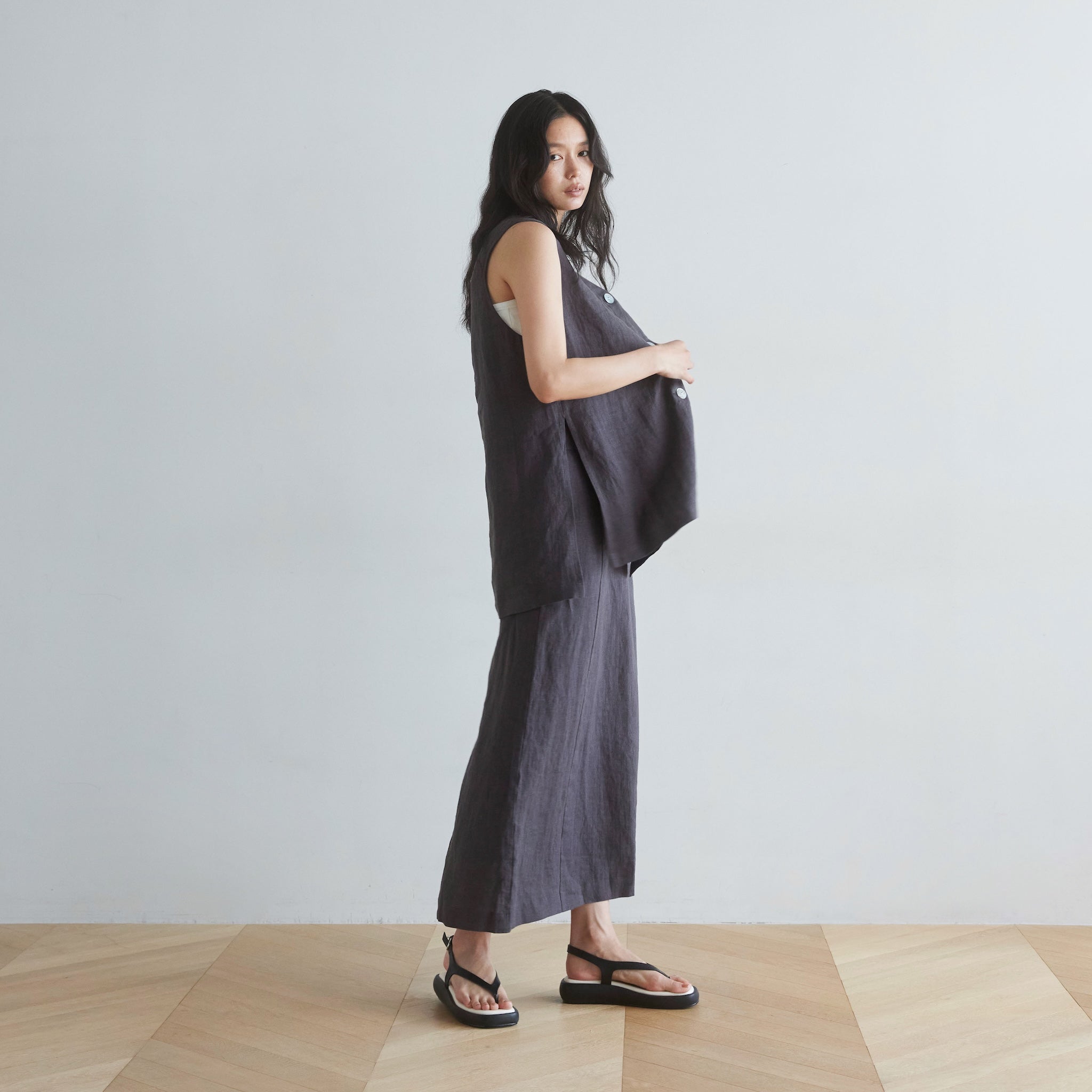 Sandyfeet x SRL LINENハイウエストスカート