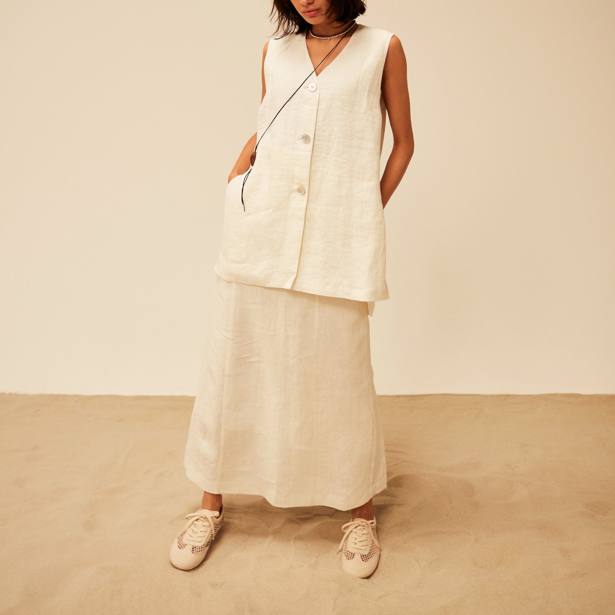 Sandyfeet x SRL LINENハイウエストスカート