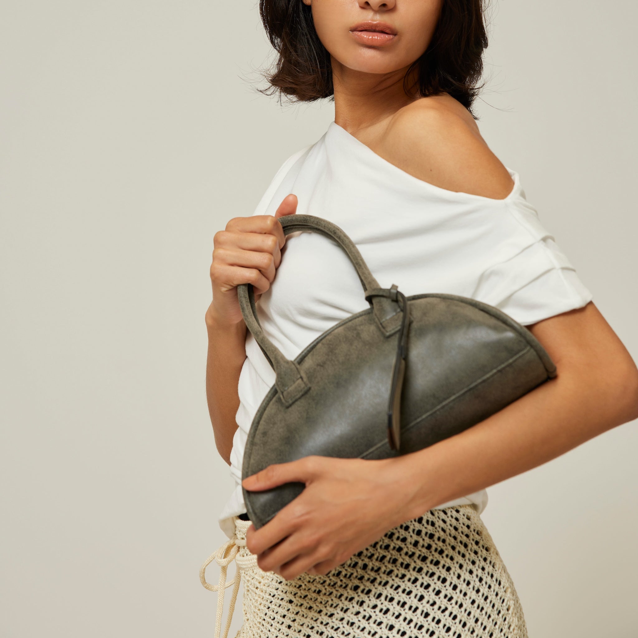 クラックレザーラウンドminiボストン