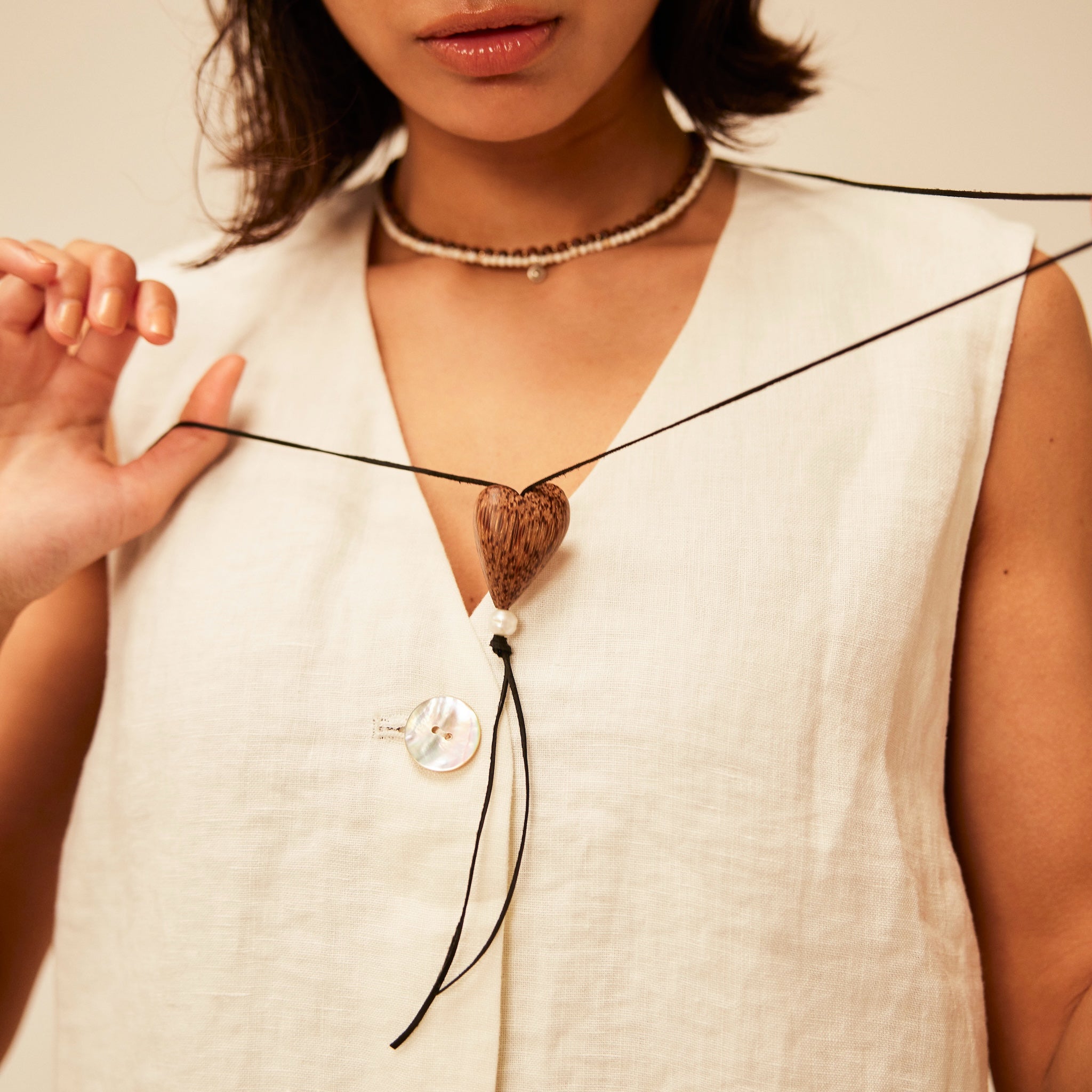 Coconut heart necklace