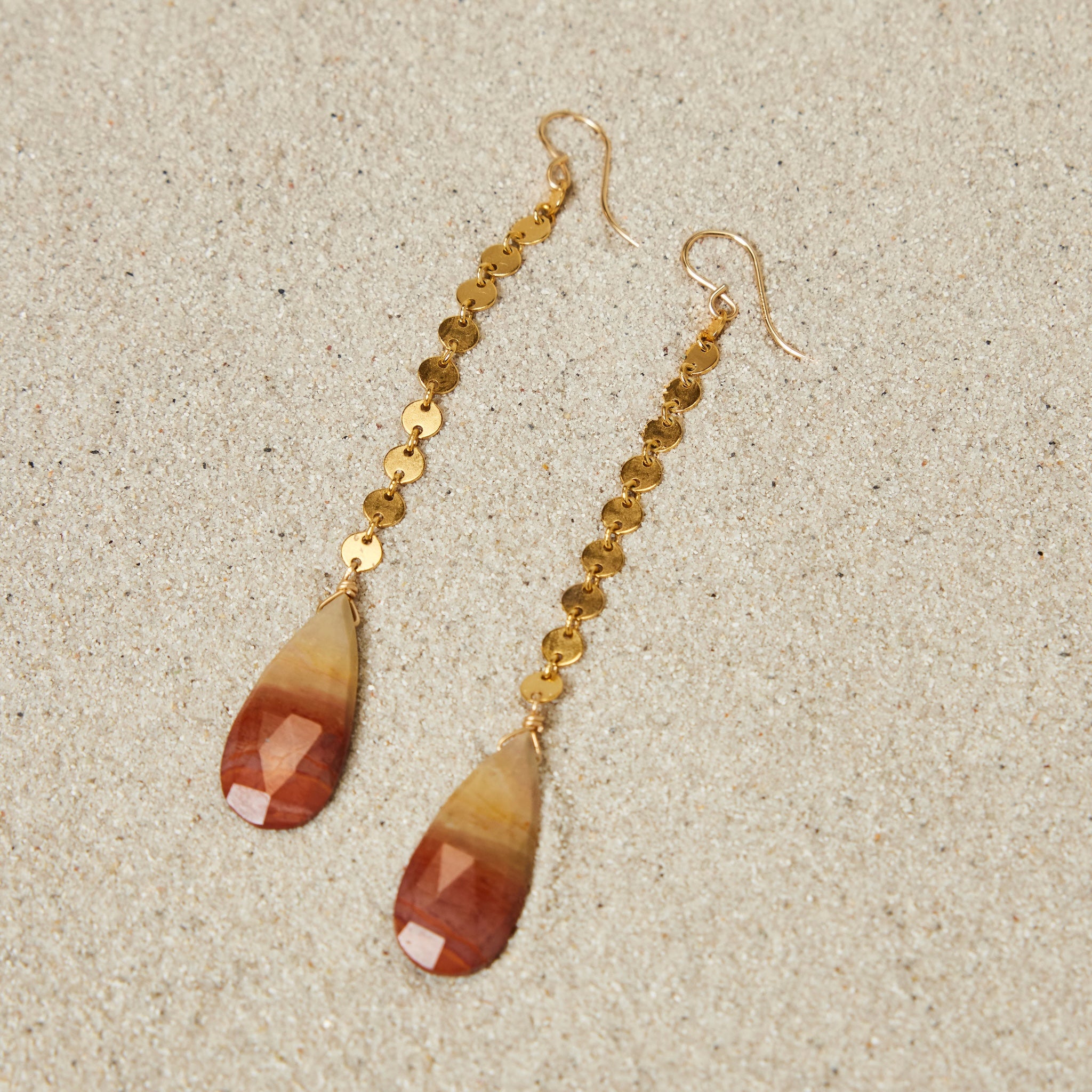 Sunrise jasper line pierced earrings