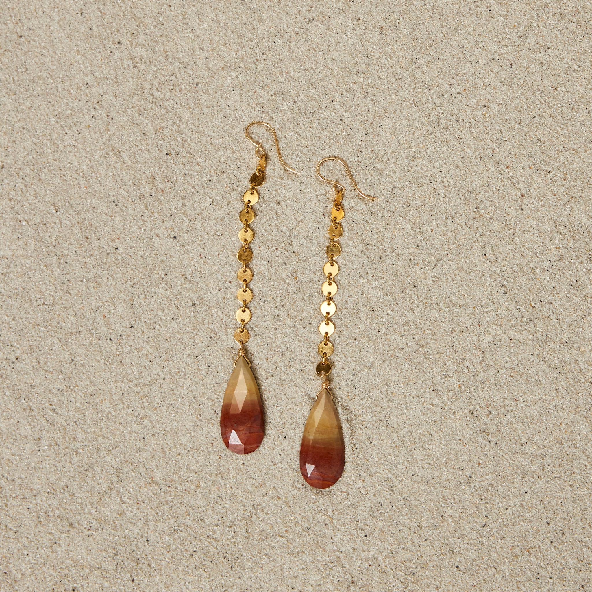 Sunrise jasper line pierced earrings