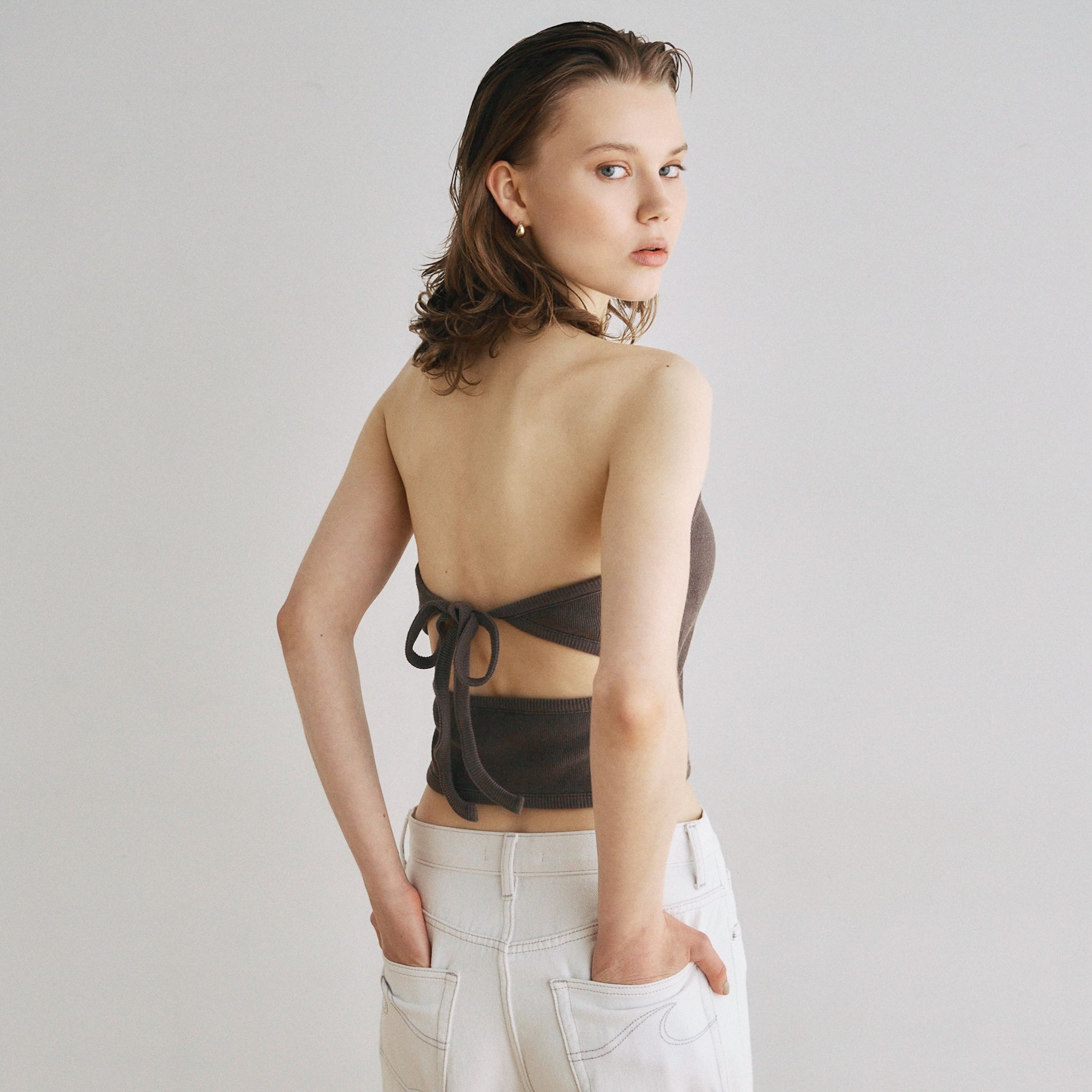 C/L Fluffy Padded Halter Camisole