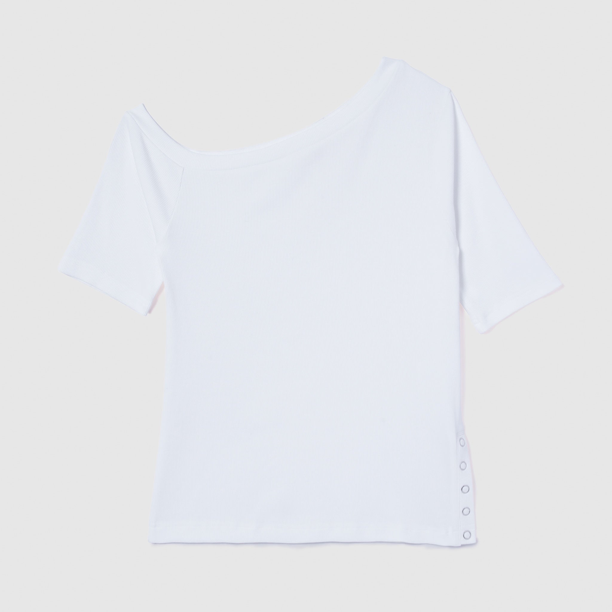 Button Detail One Shoulder Half Sleeve