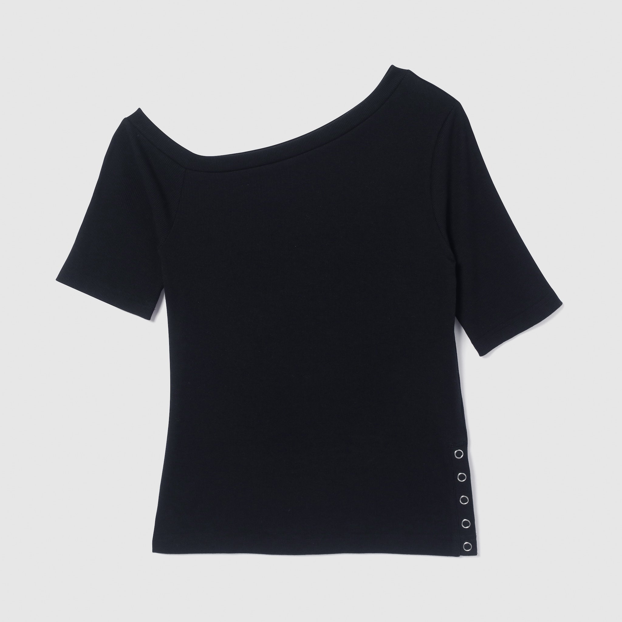 Button Detail One Shoulder Half Sleeve
