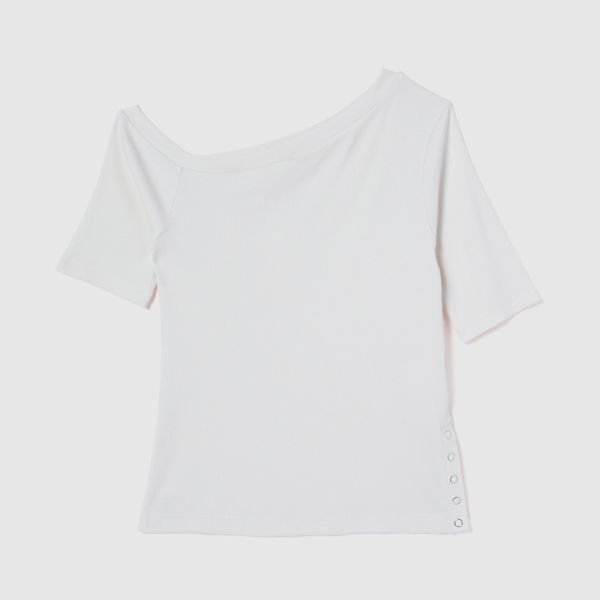 Button Detail One Shoulder Half Sleeve