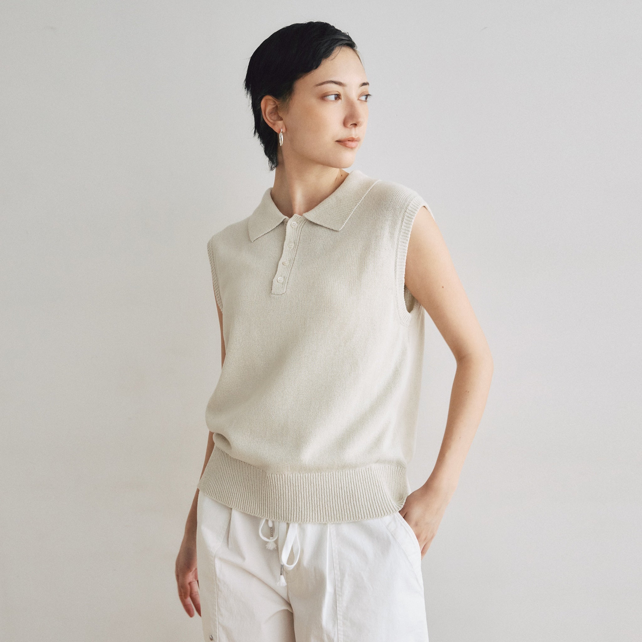 MultiサイズKnit Poloベスト