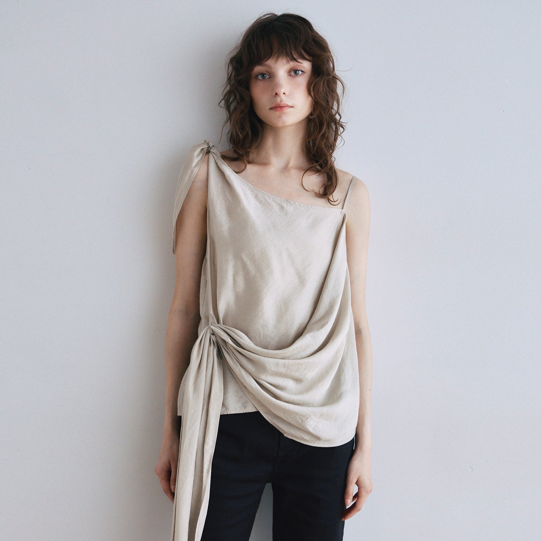 Asymmetrical Ribbon Sheer Top Set