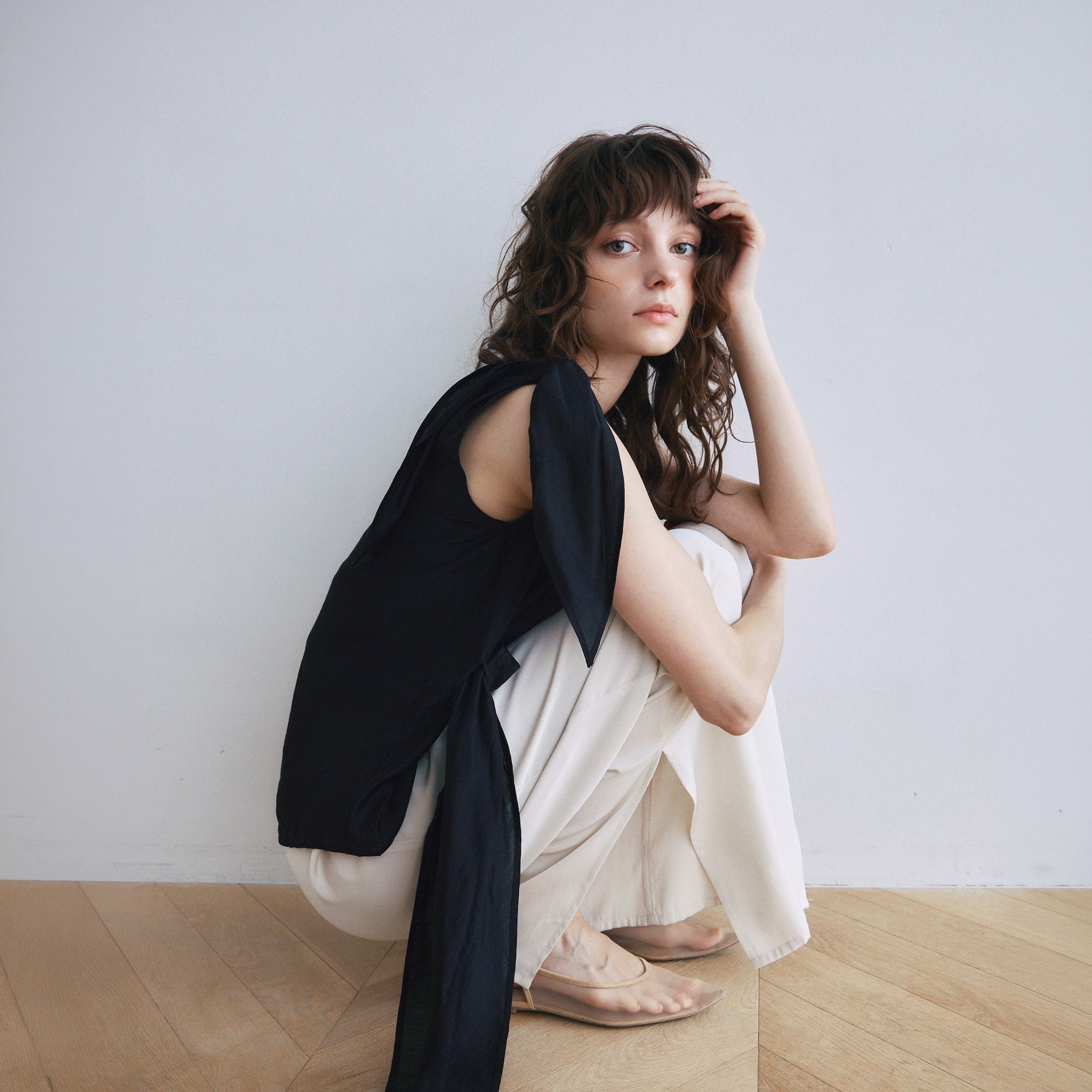 Asymmetrical Ribbon Sheer Top Set