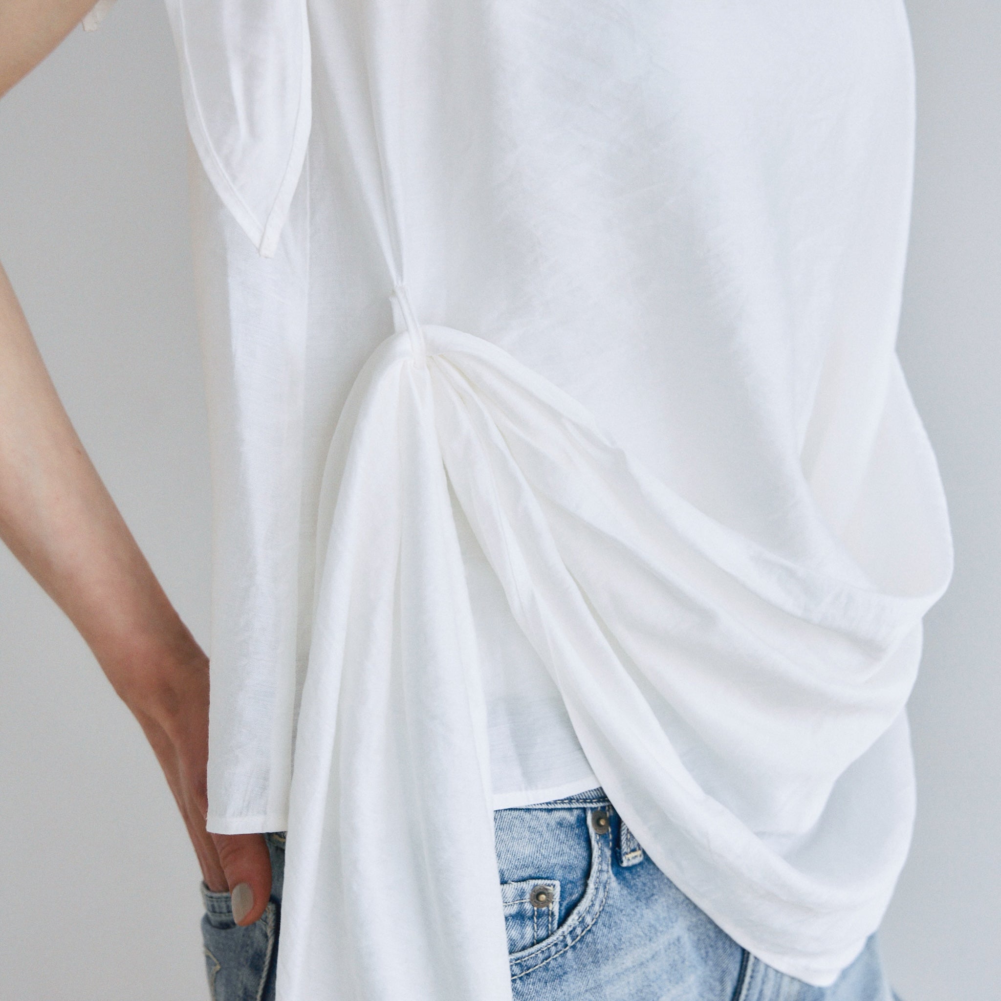 Asymmetrical Ribbon Sheer Top Set