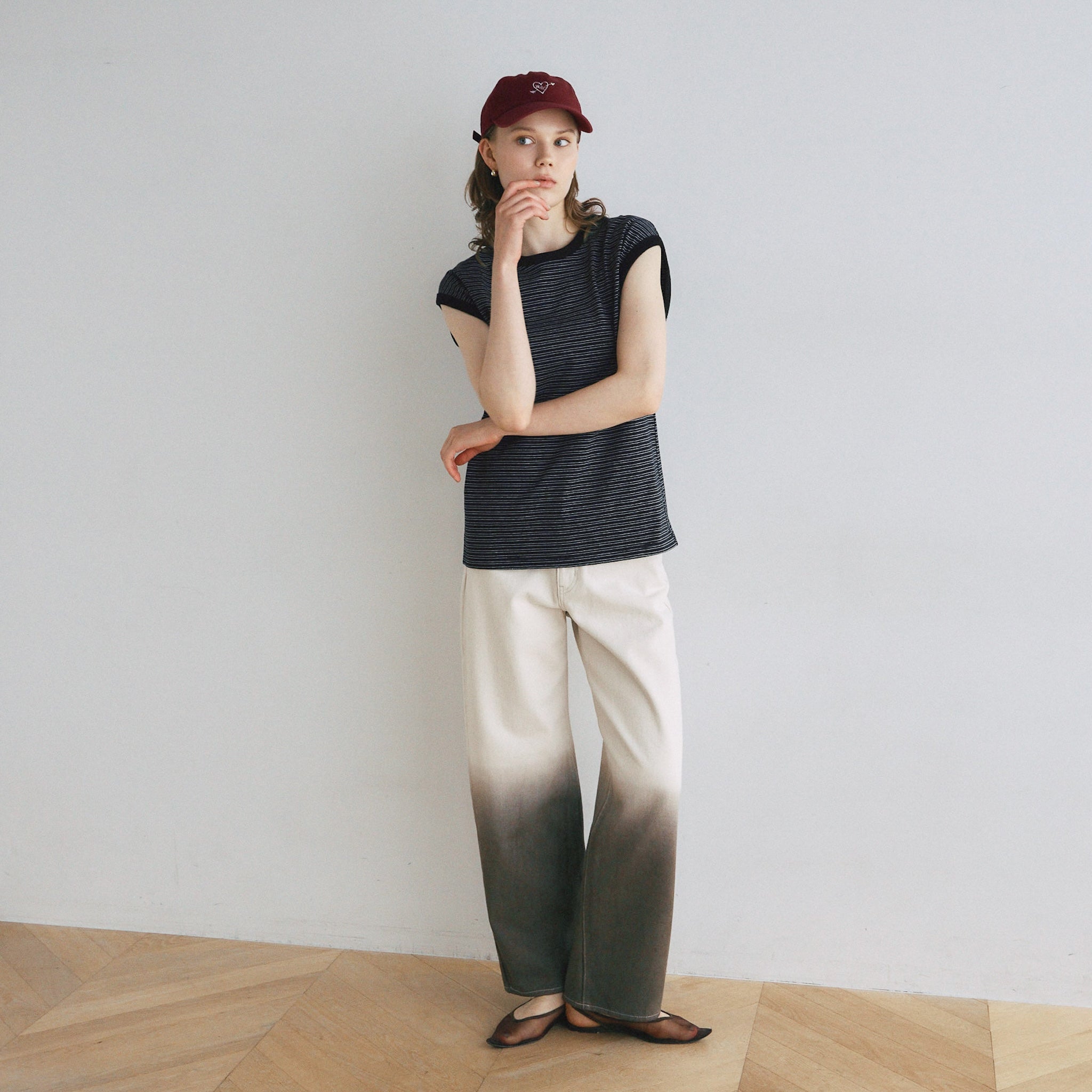バインダールーズフレンチスリーブトップス
