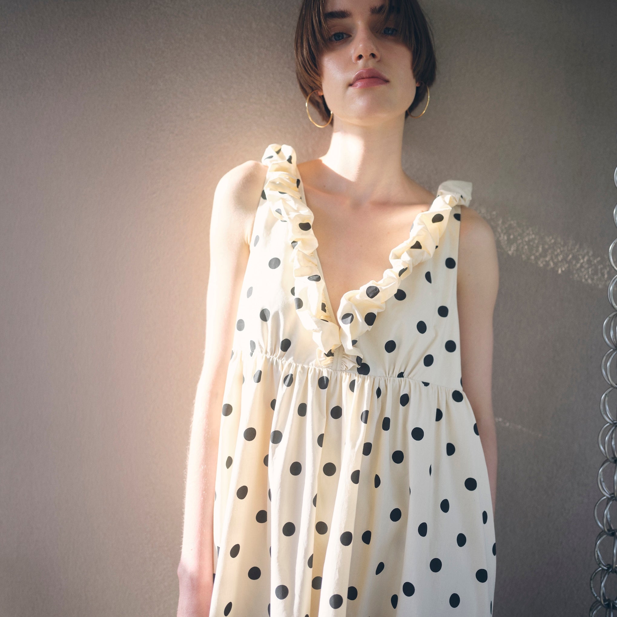 Back Ribbon Frill Neck Dress