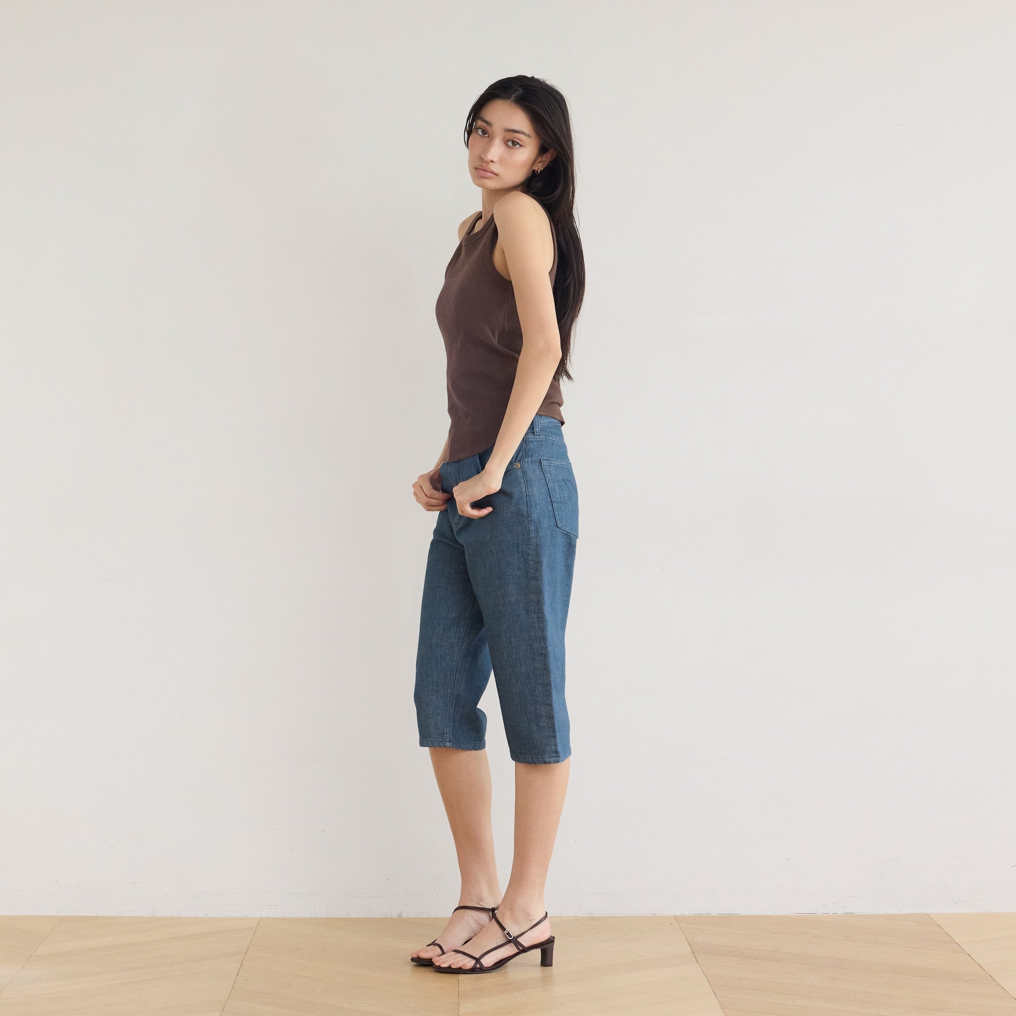 Stretch Denim Slimハーフパンツ