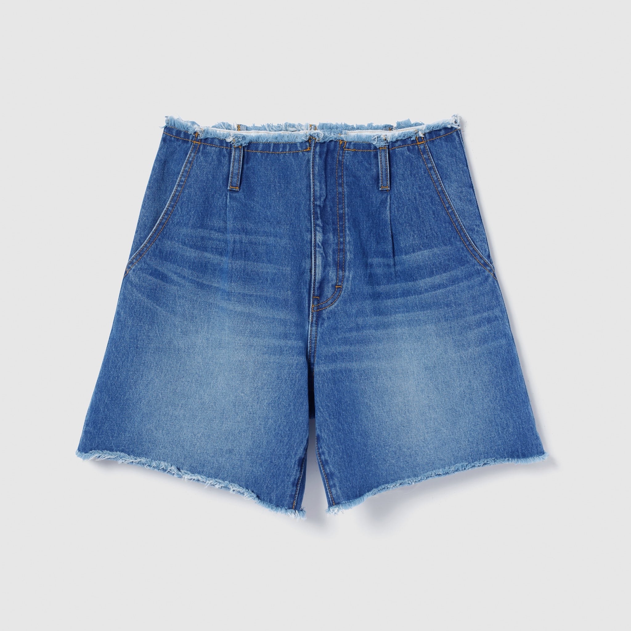 カットオフDenim tuckハーフパンツ
