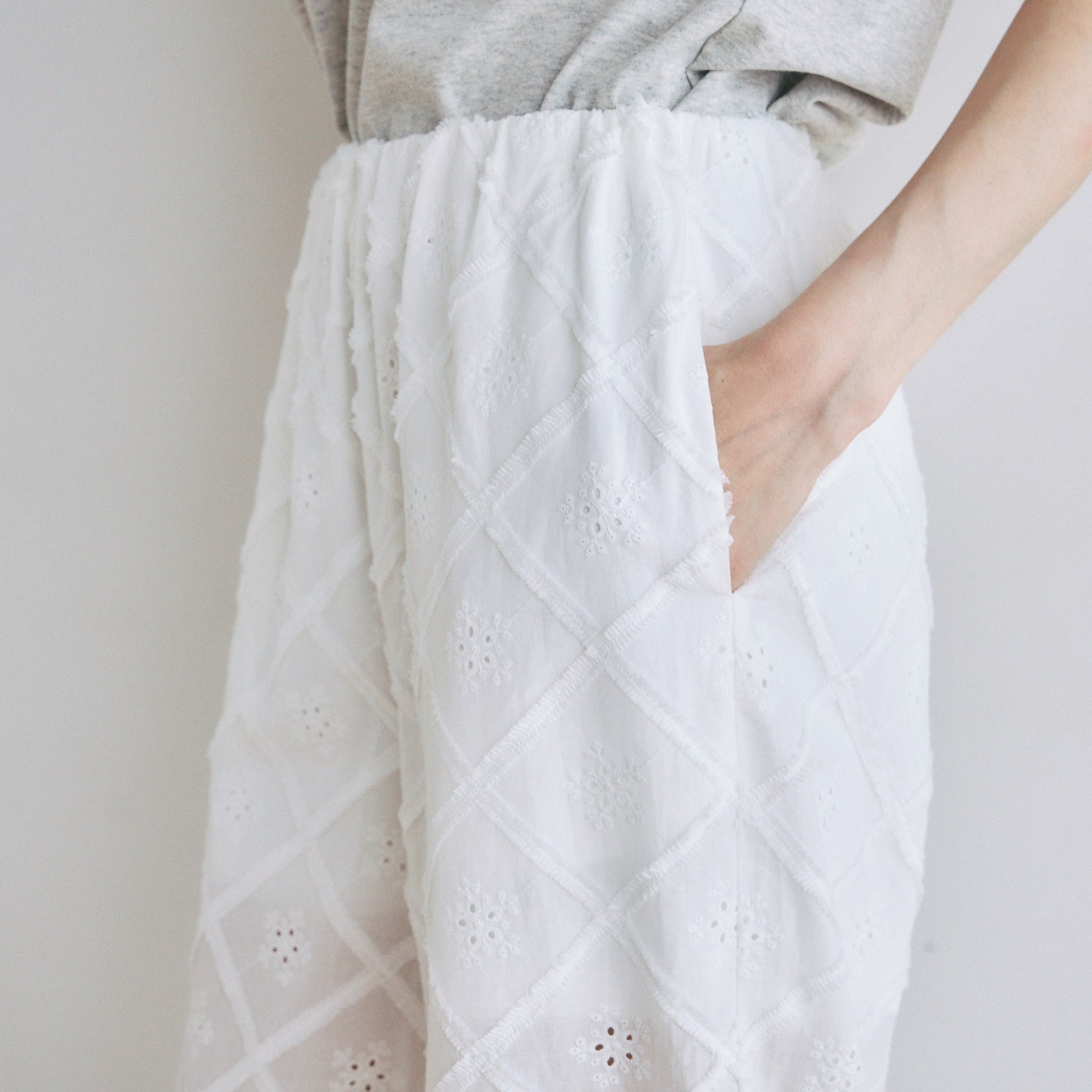 Cotton Lace Scalloped Relaxed Pants