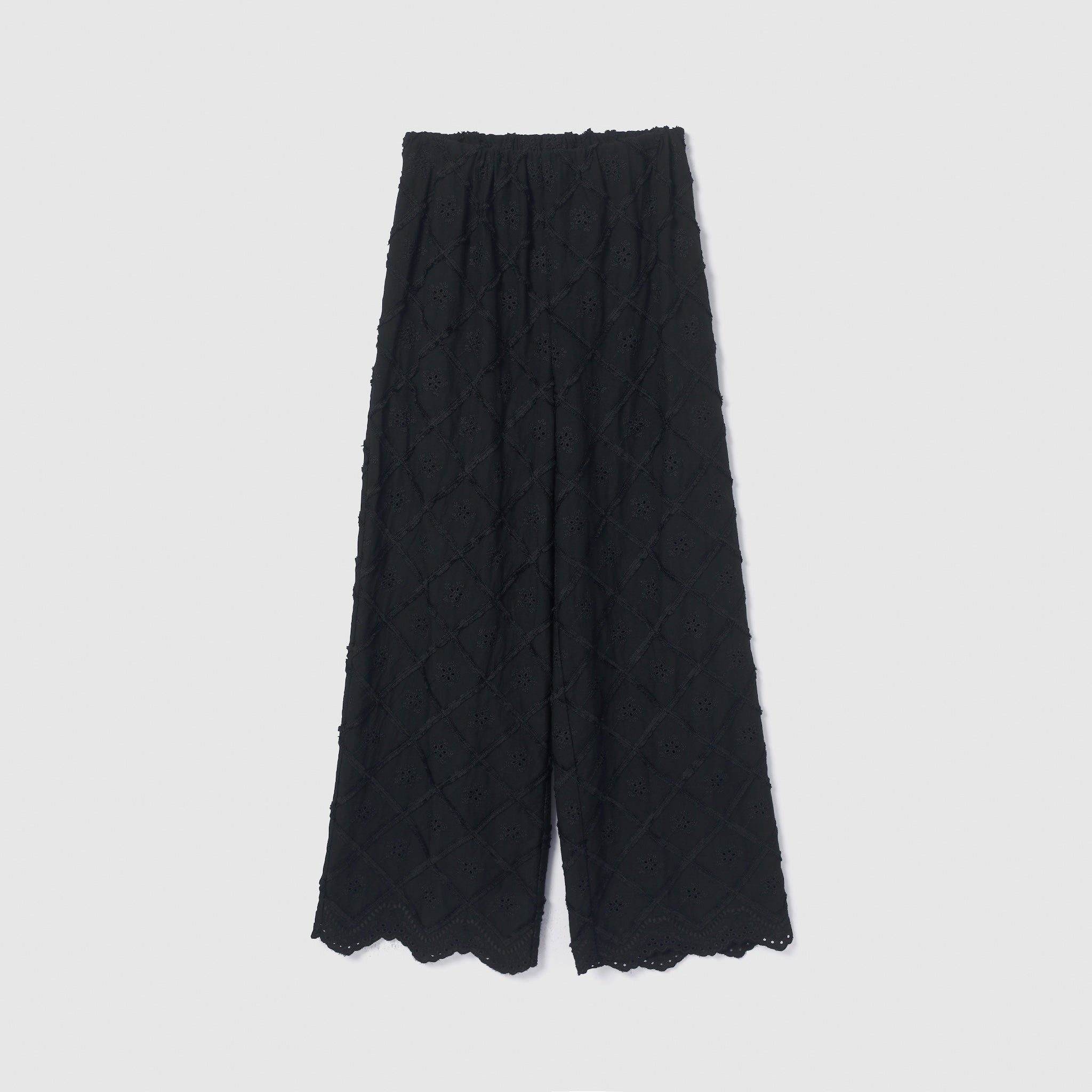 Cotton Lace Scalloped Relaxed Pants