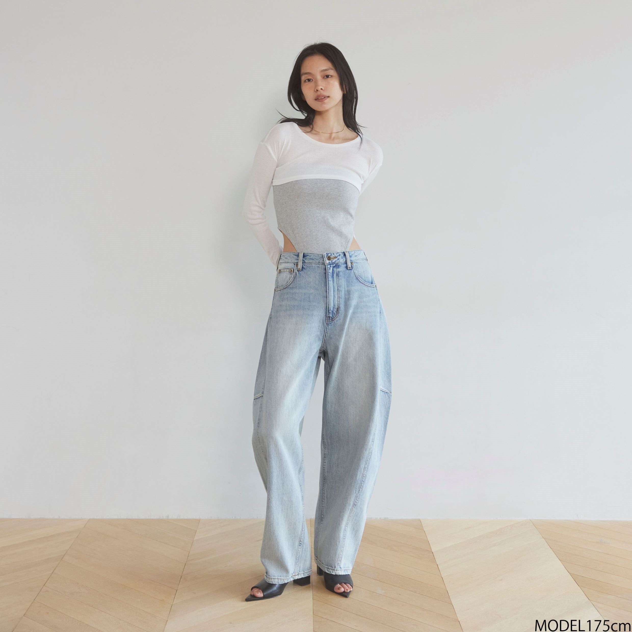 Airy RIB half cut mini top
