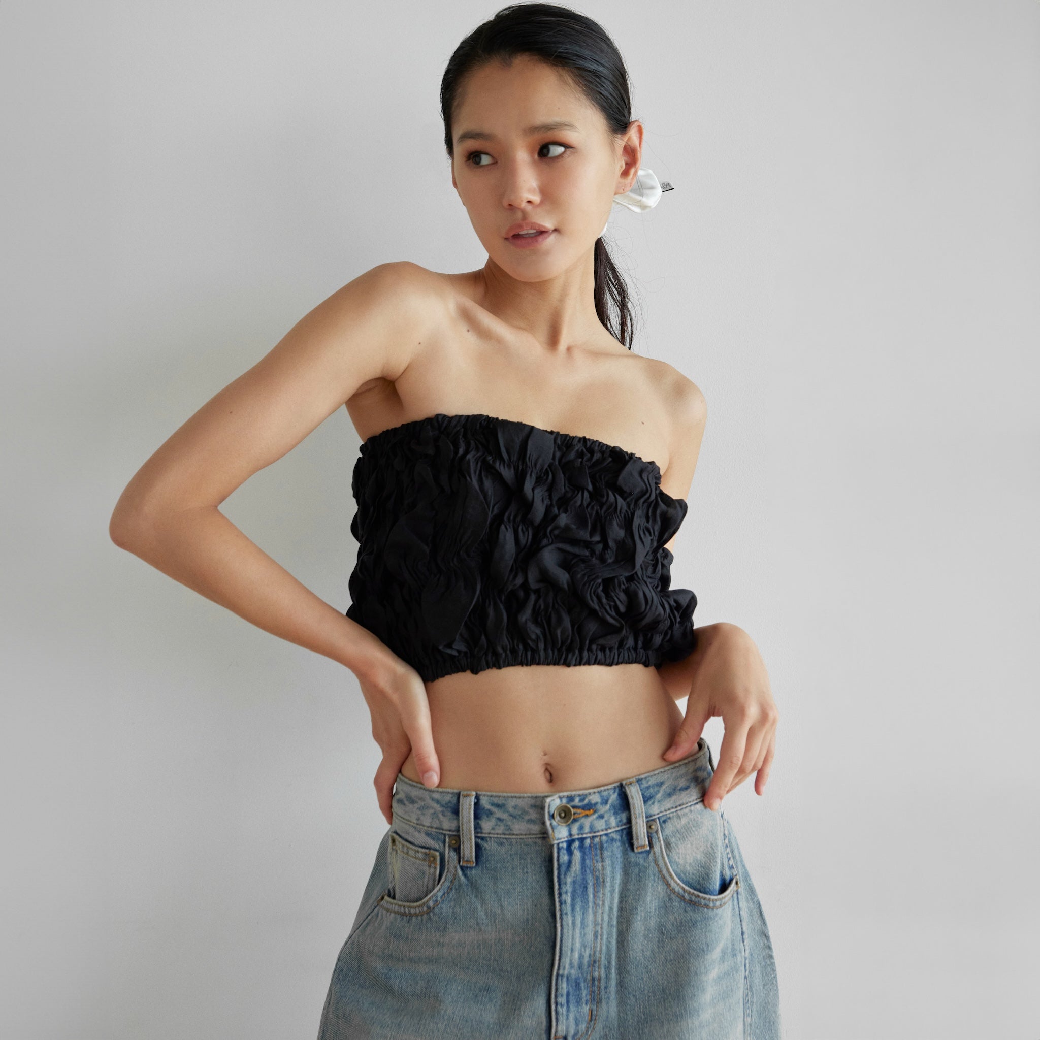 Random Shirring Bareback Bustier