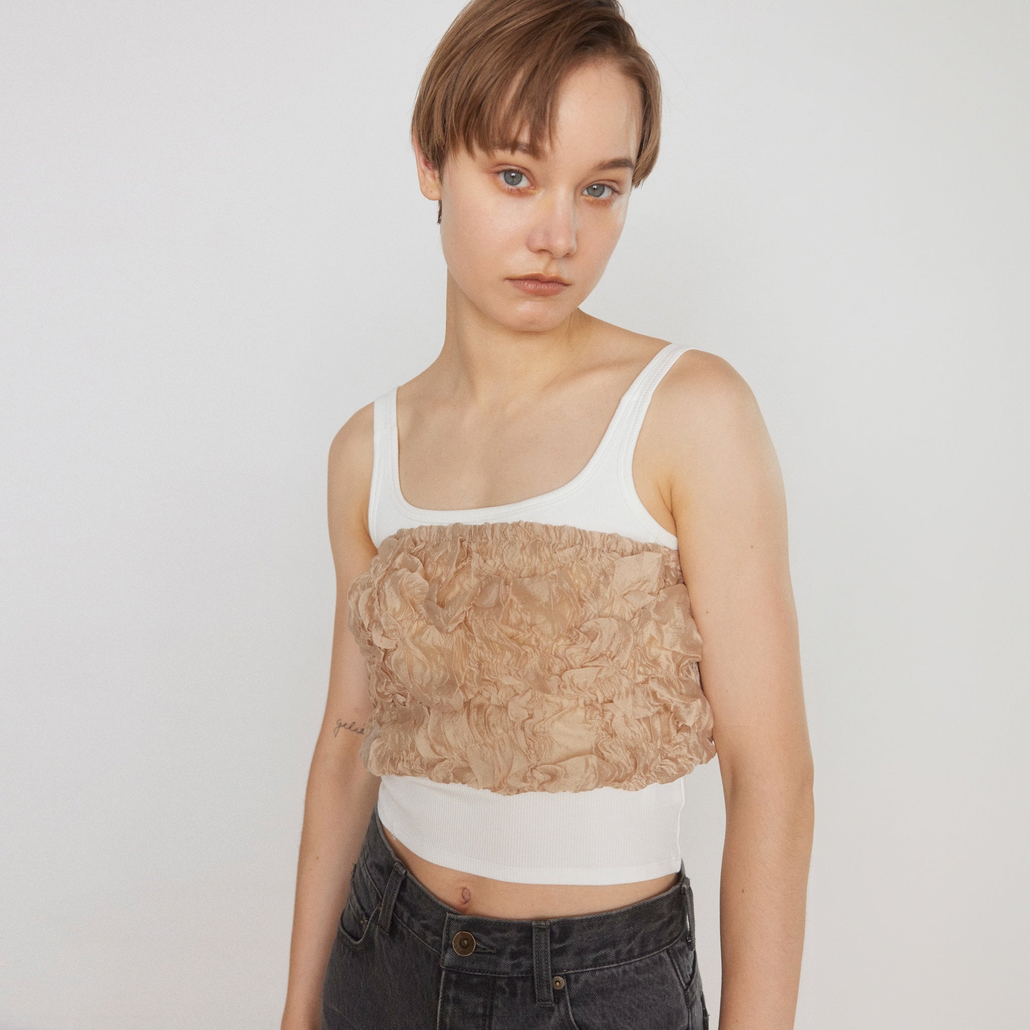 Random Shirring Bareback Bustier