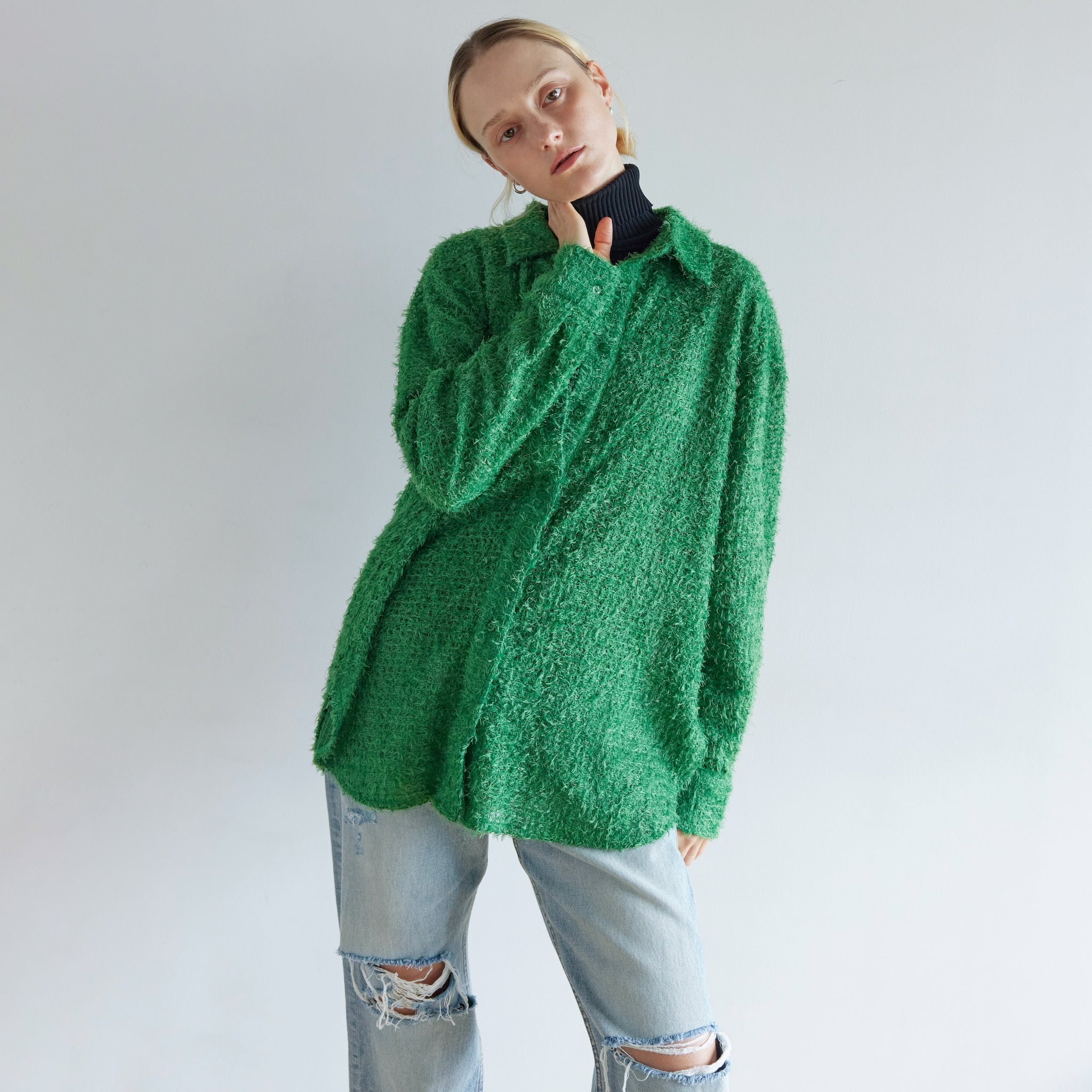 Sheer Fringe Medium Shirt Jacket