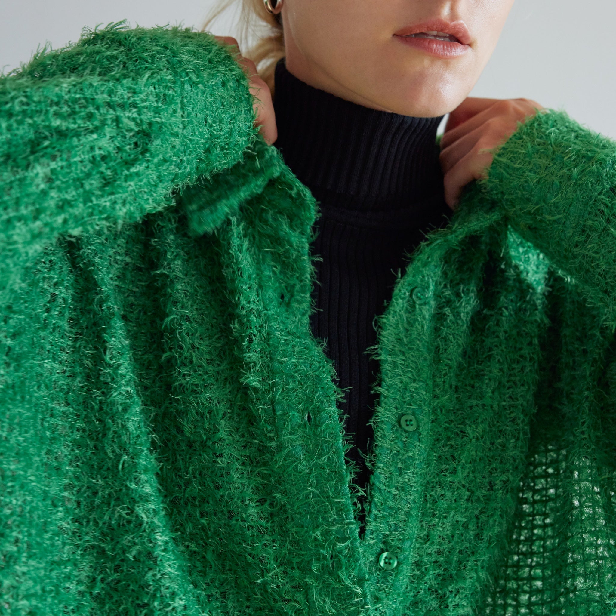 Sheer Fringe Medium Shirt Jacket