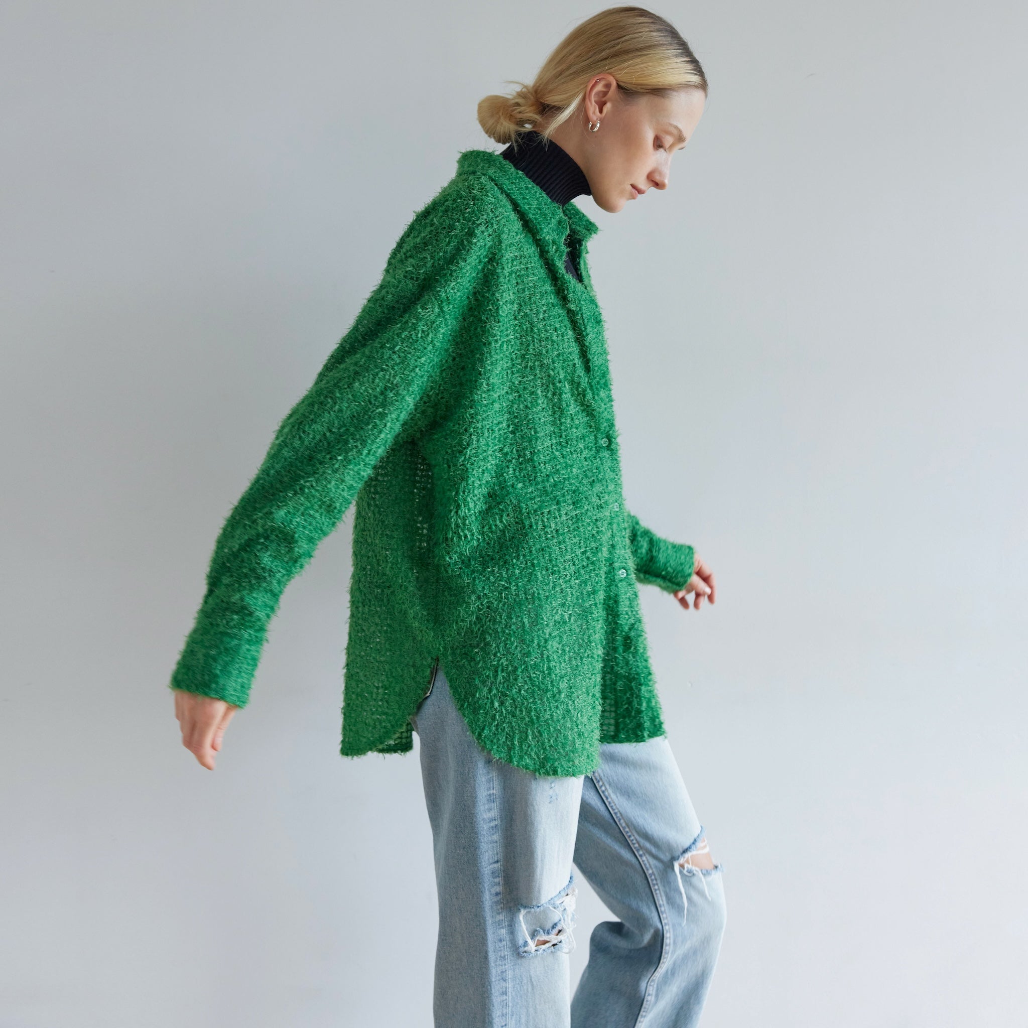 Sheer Fringe Medium Shirt Jacket