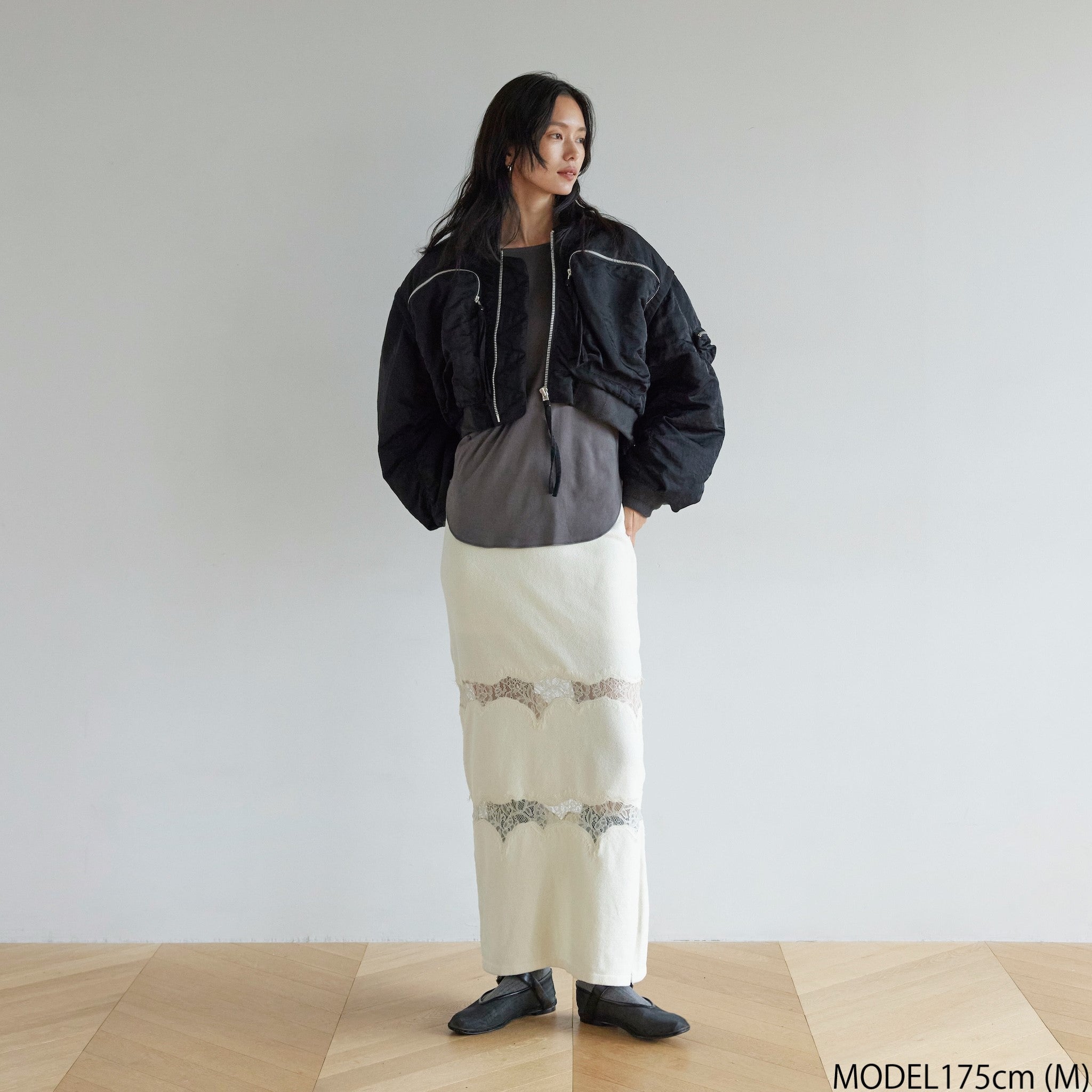 Curve lace Docking mall knit skirt