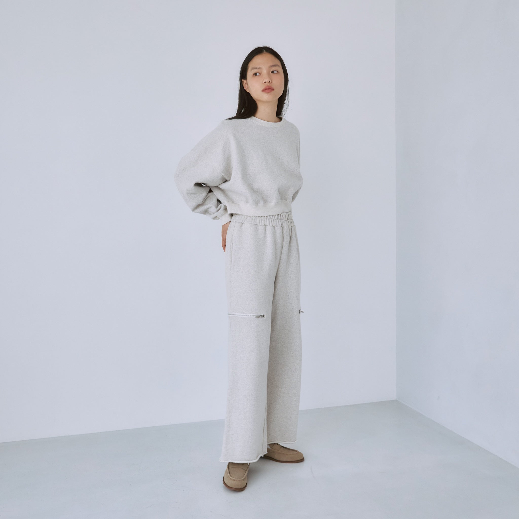 Heavy Sweat Side Zip Cut Pants