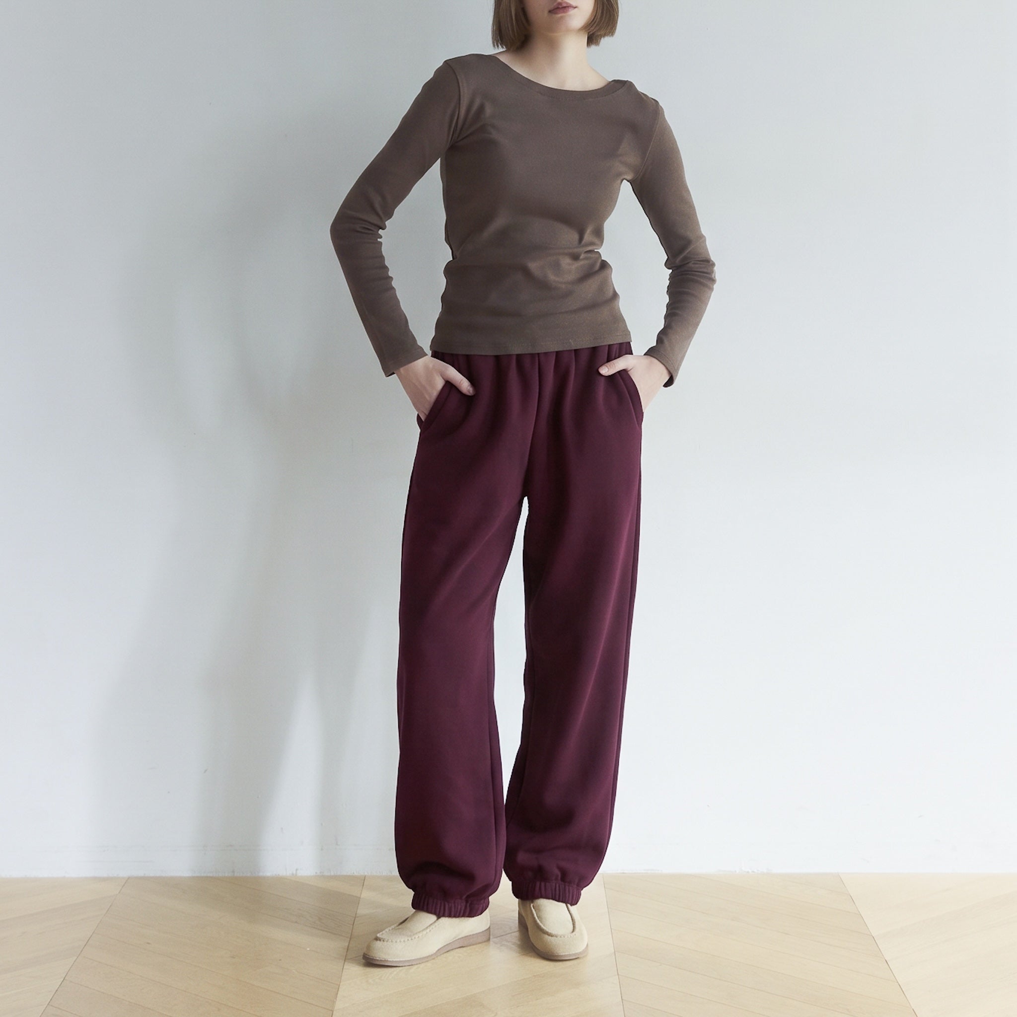 Volume Sweat waist gathered pants