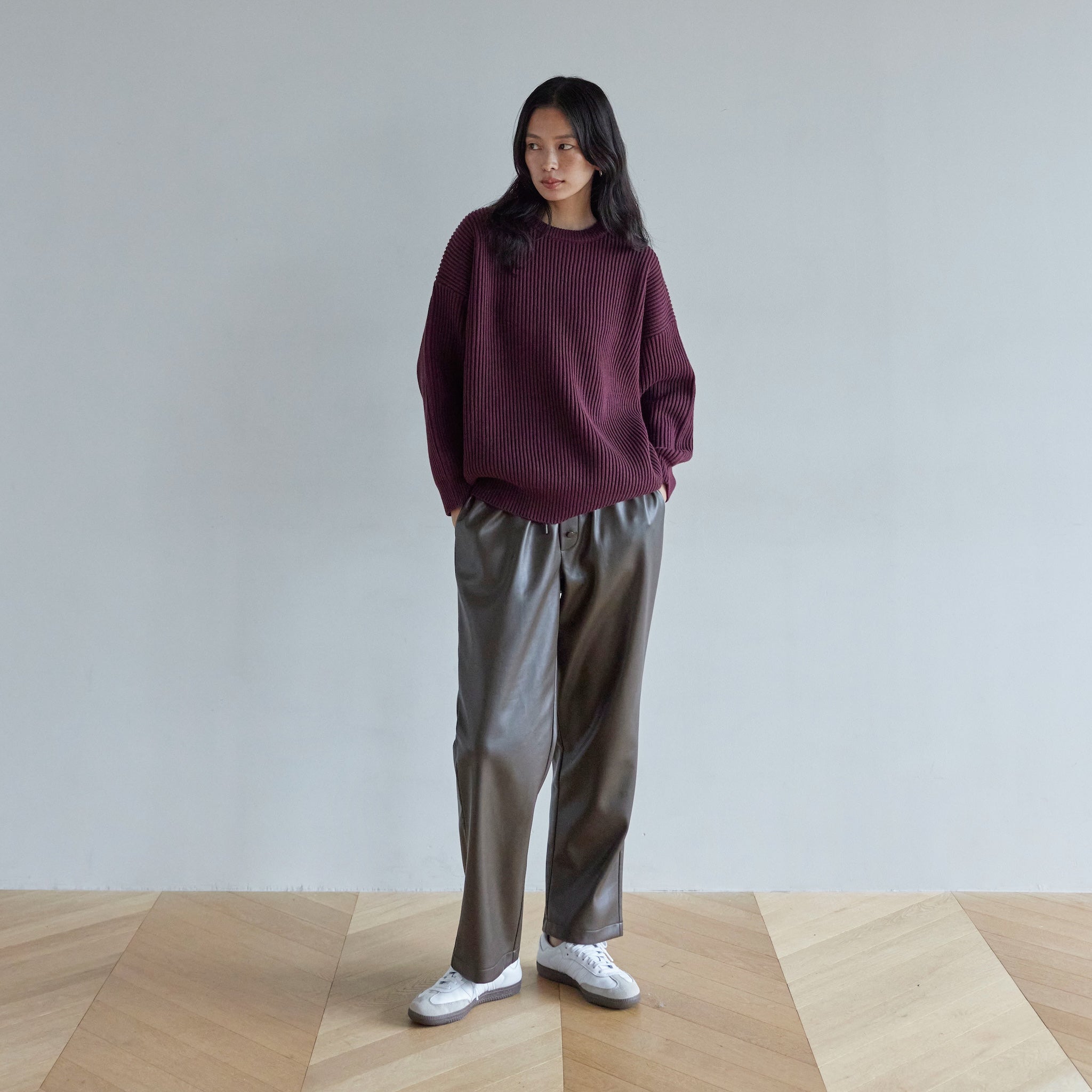 Soft Stretch ECO Leather Gathered Pants