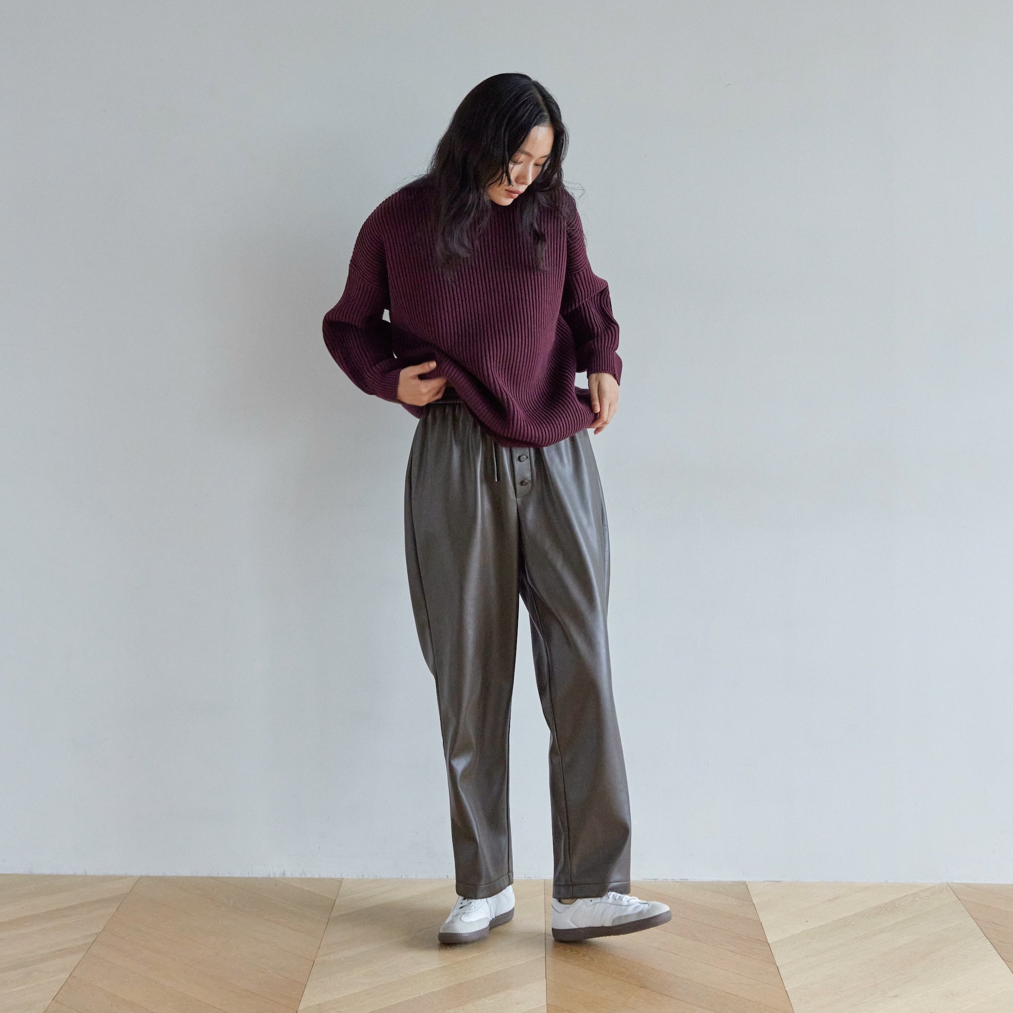 Soft Stretch ECO Leather Gathered Pants