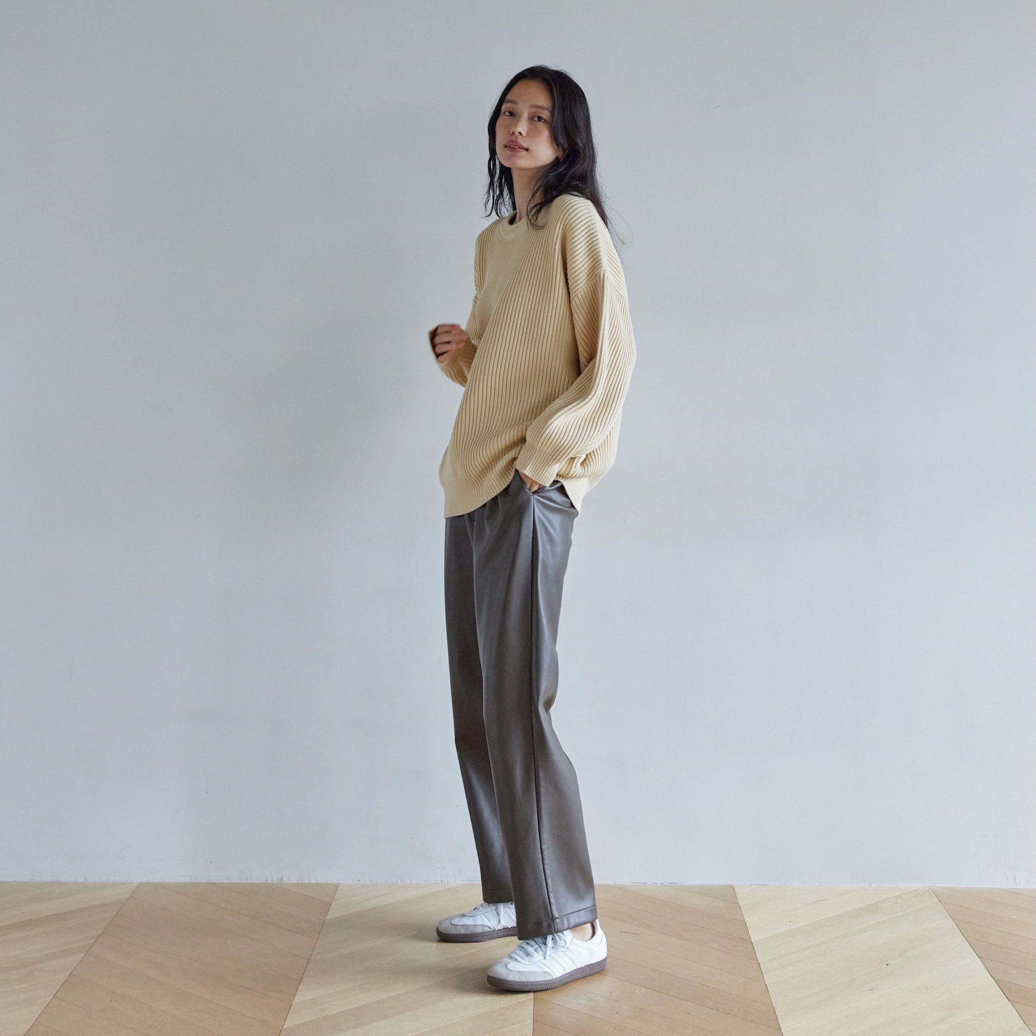 Soft Stretch ECO Leather Gathered Pants