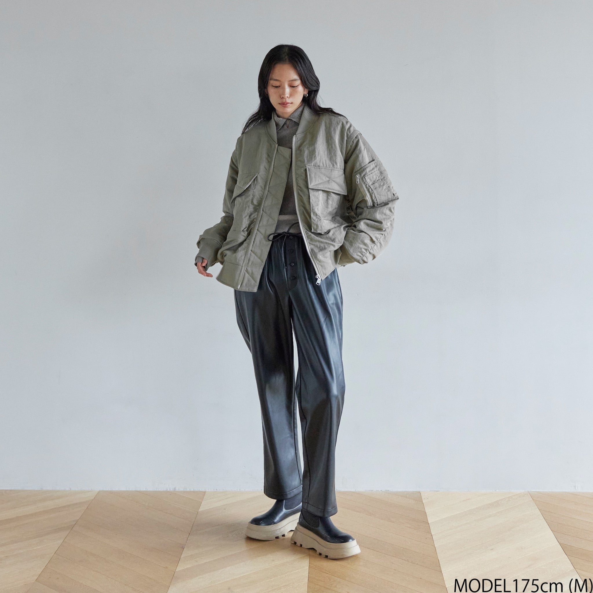 Soft Stretch ECO Leather Gathered Pants