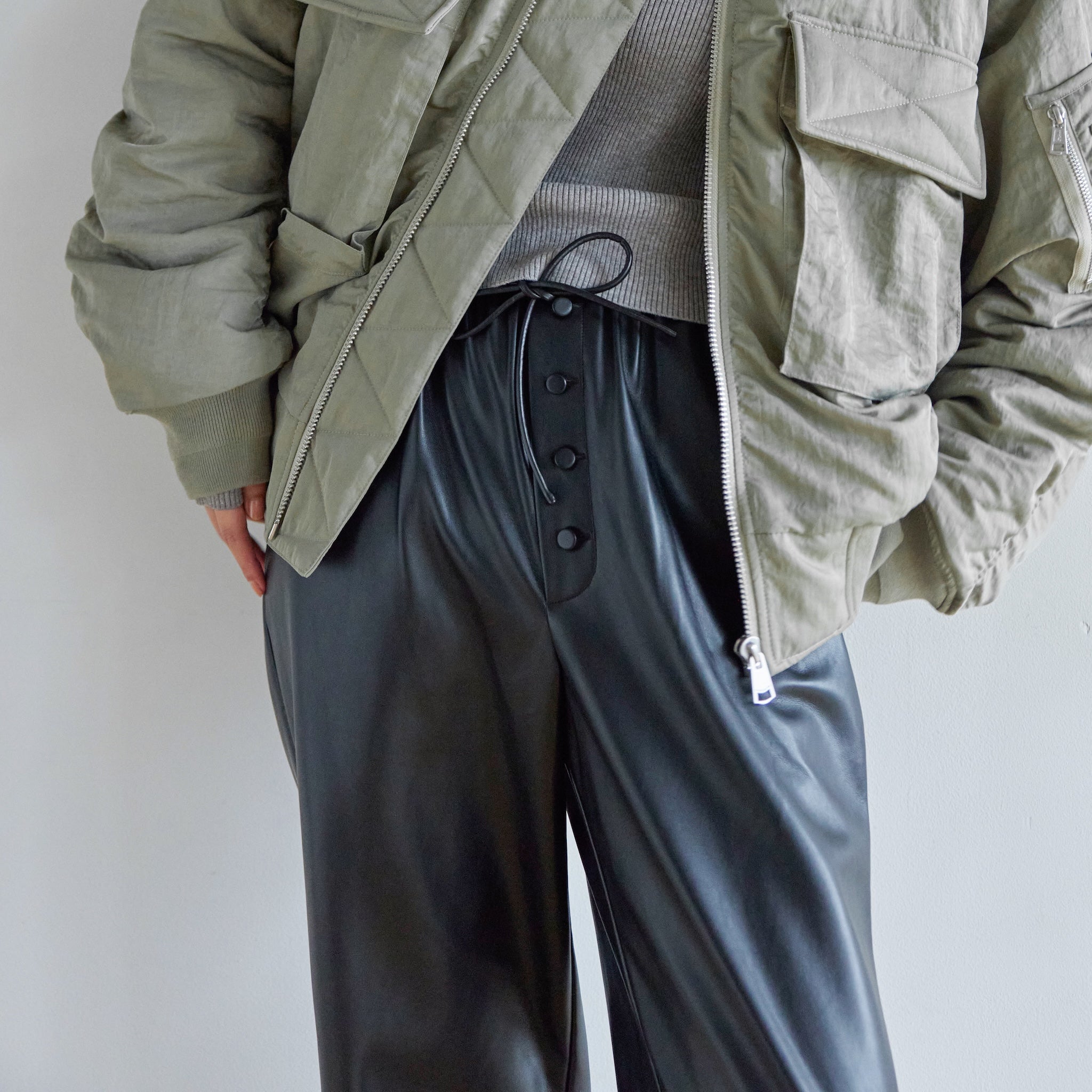 Soft Stretch ECO Leather Gathered Pants
