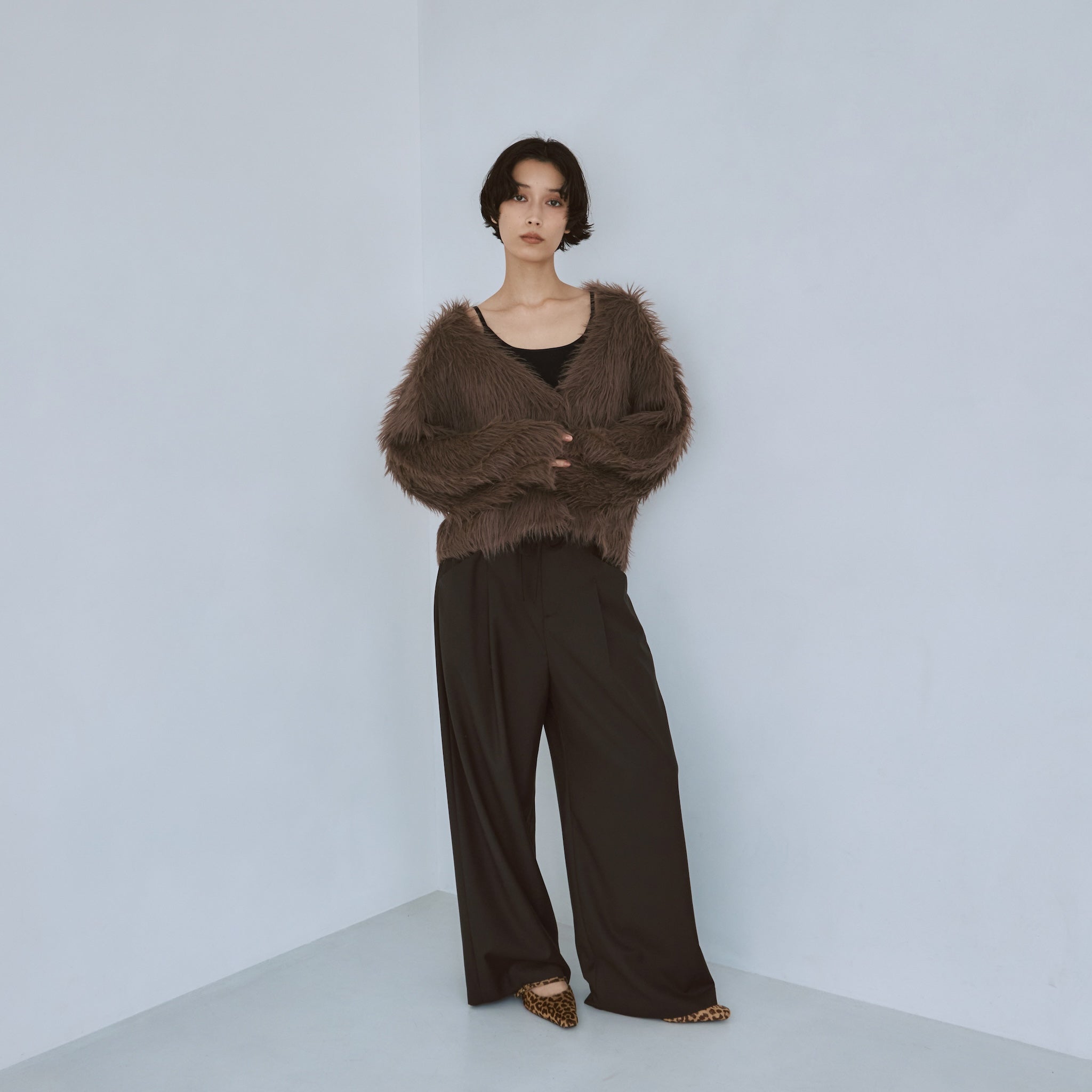 ヘアリーシャギーVネックカーディガン