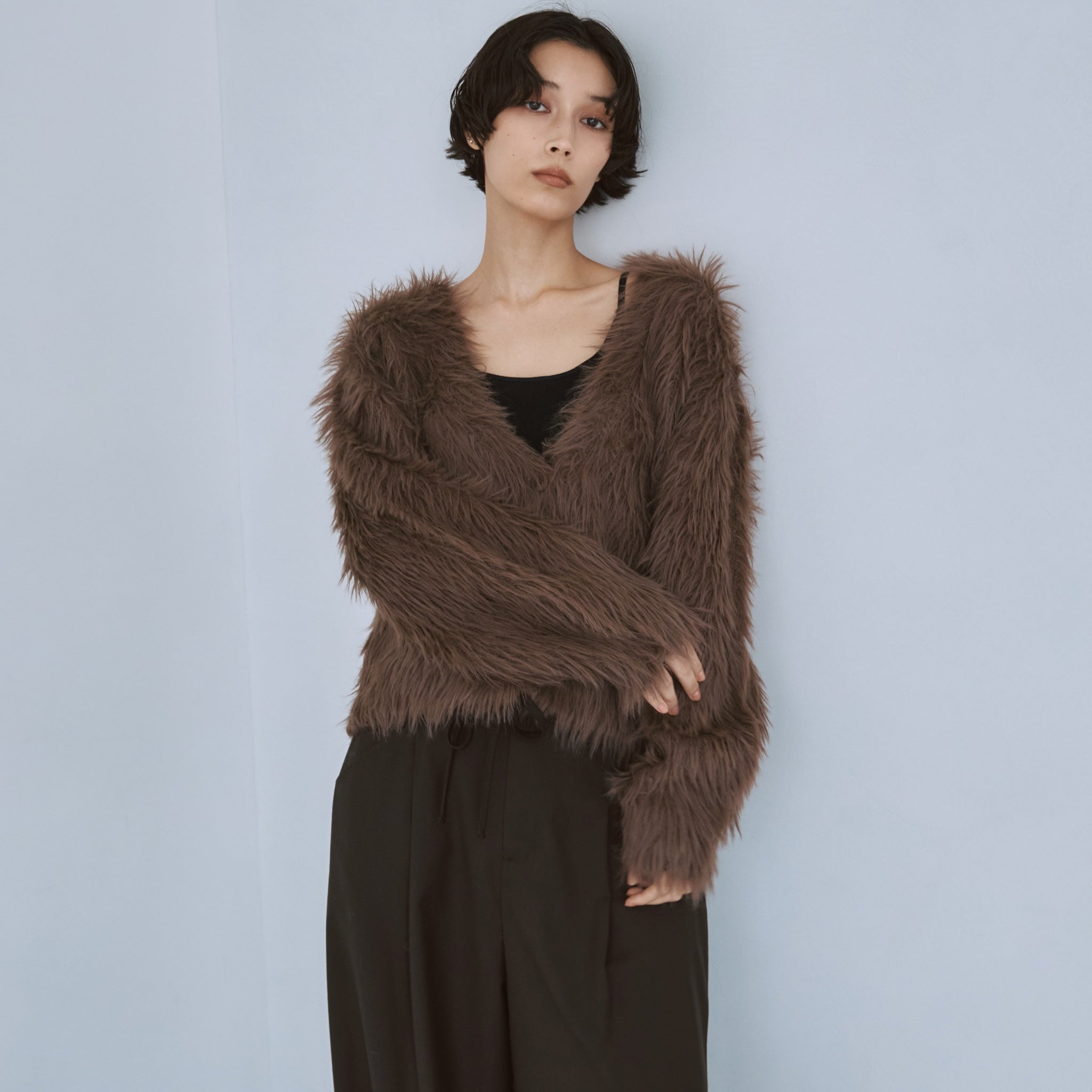 ヘアリーシャギーVネックカーディガン