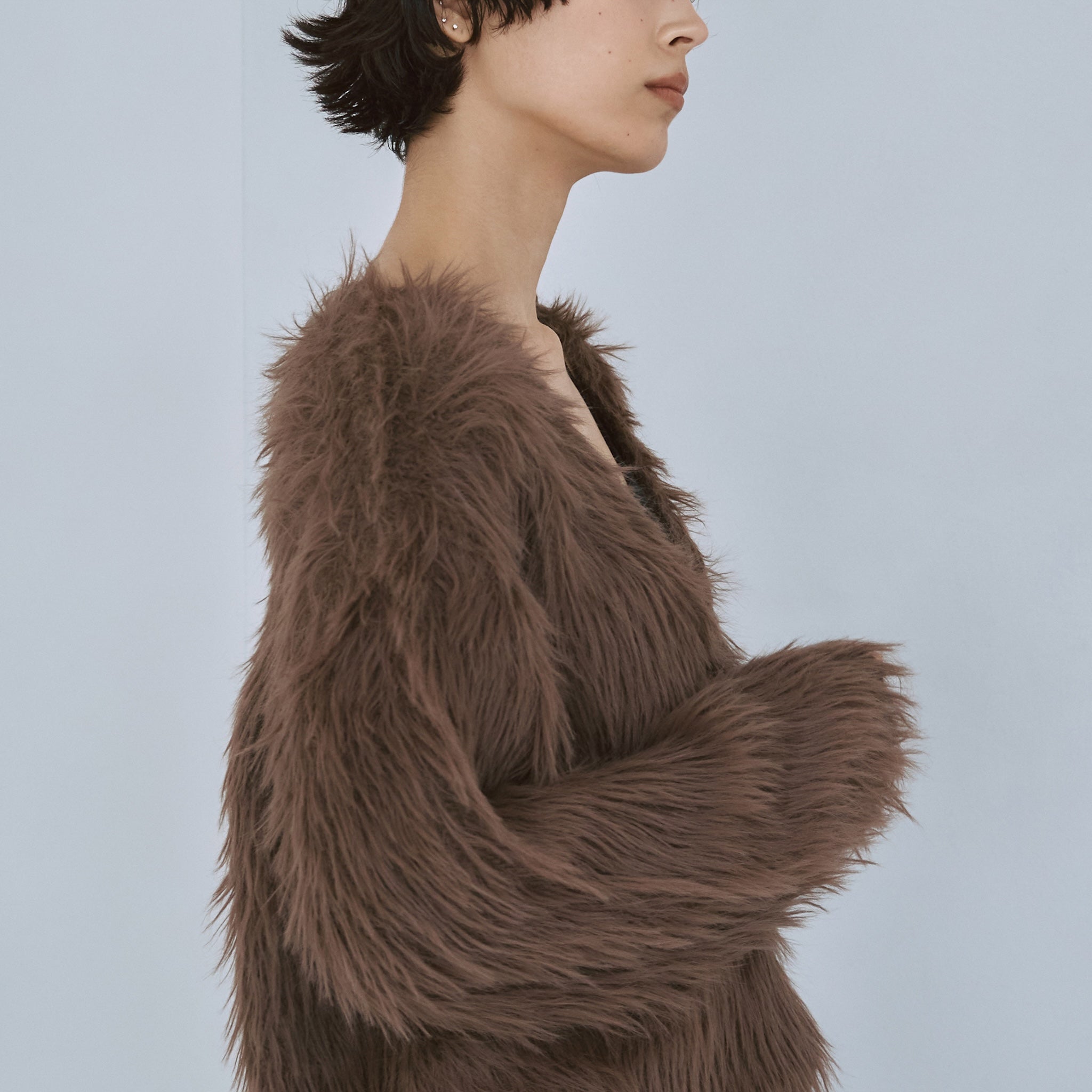 ヘアリーシャギーVネックカーディガン