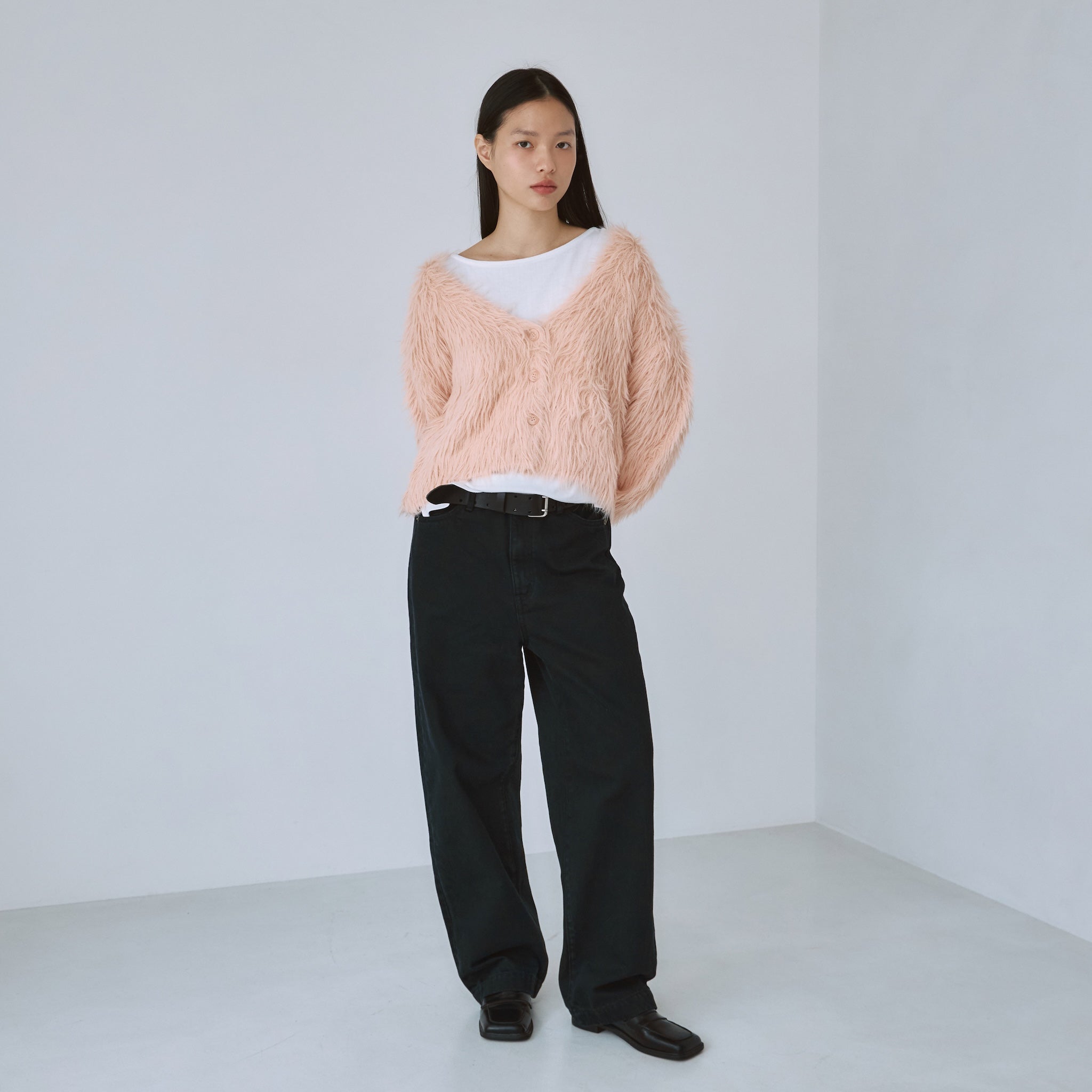 ヘアリーシャギーVネックカーディガン