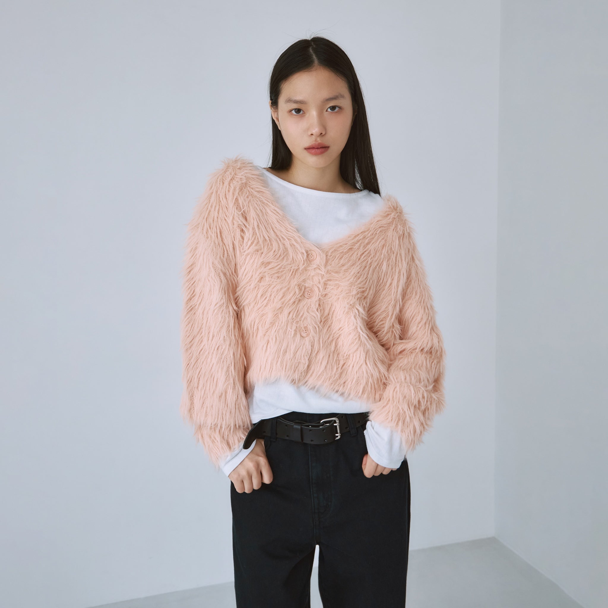 ヘアリーシャギーVネックカーディガン