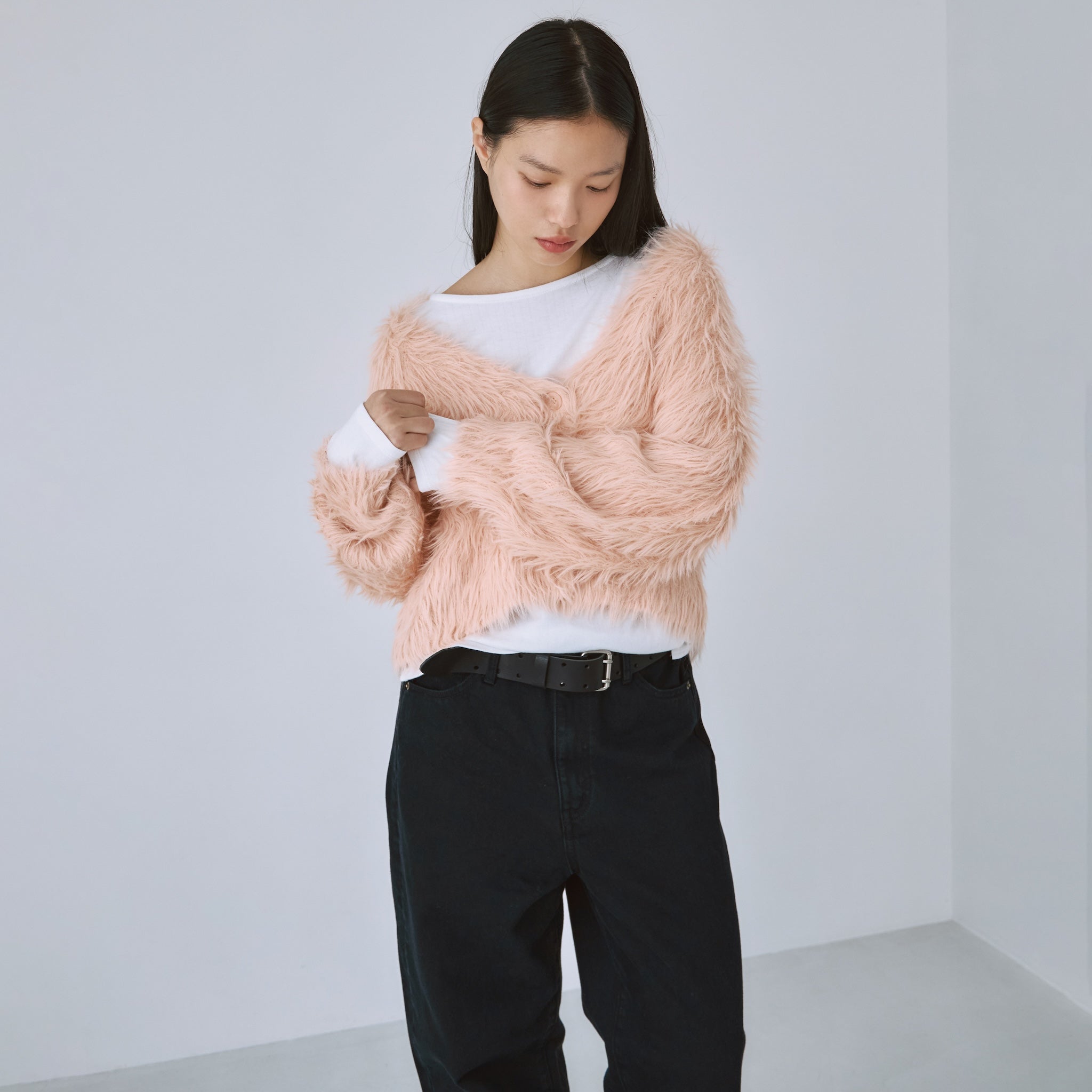 ヘアリーシャギーVネックカーディガン