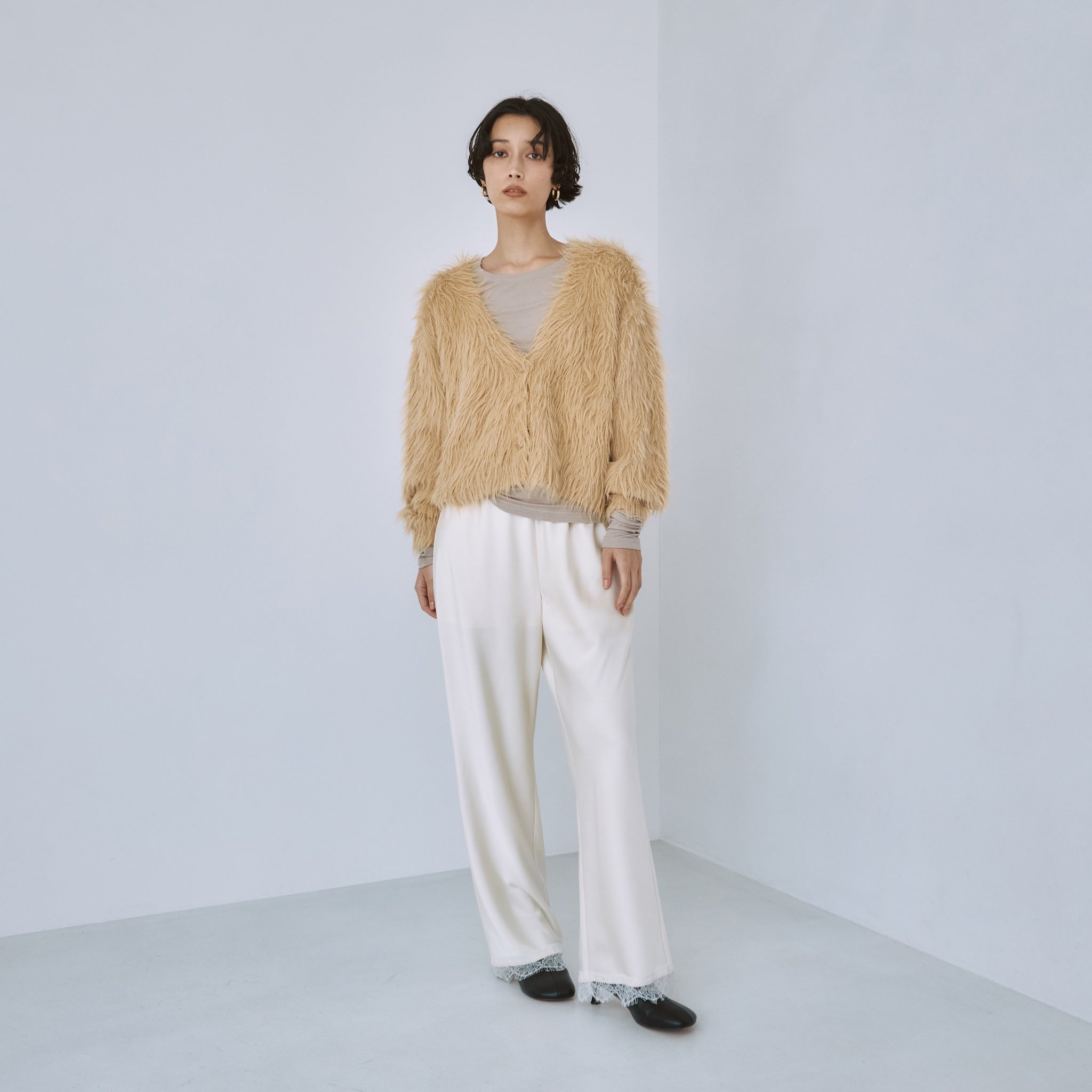 ヘアリーシャギーVネックカーディガン