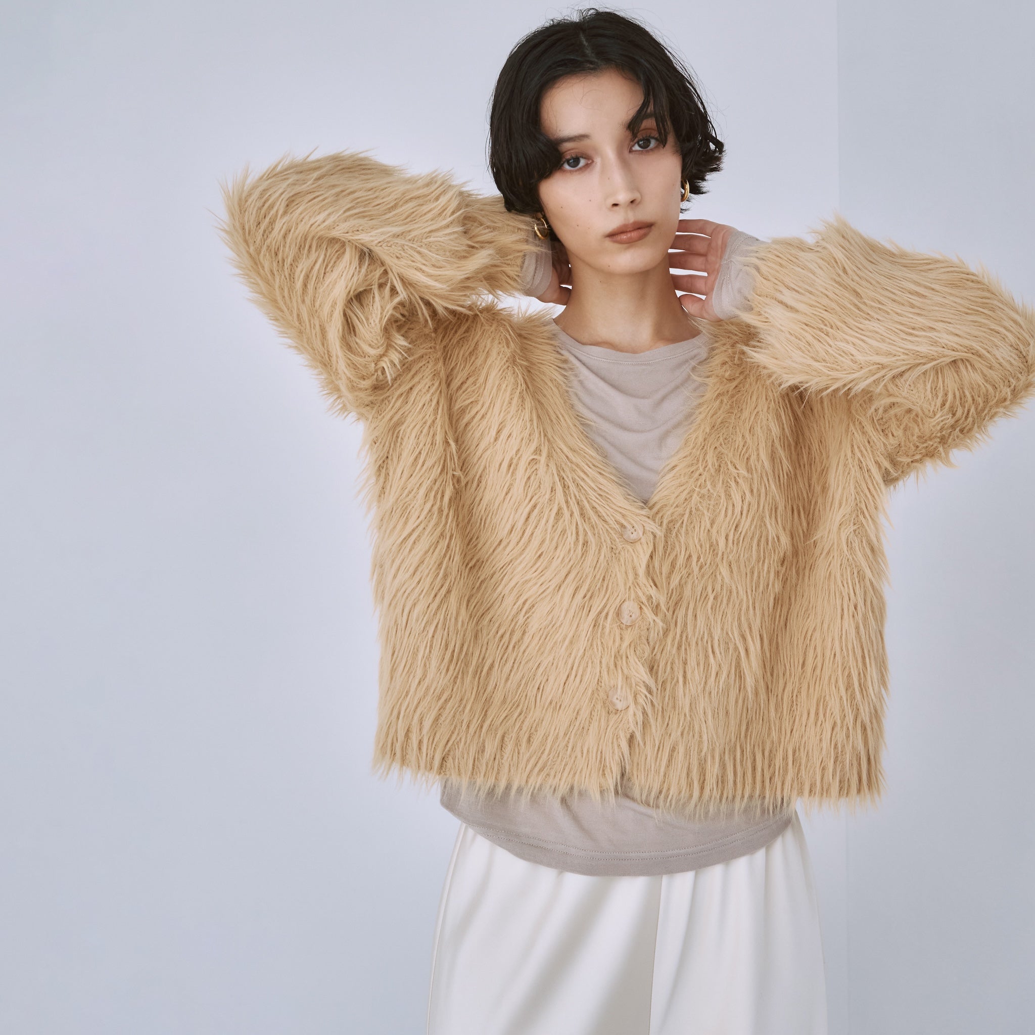 ヘアリーシャギーVネックカーディガン